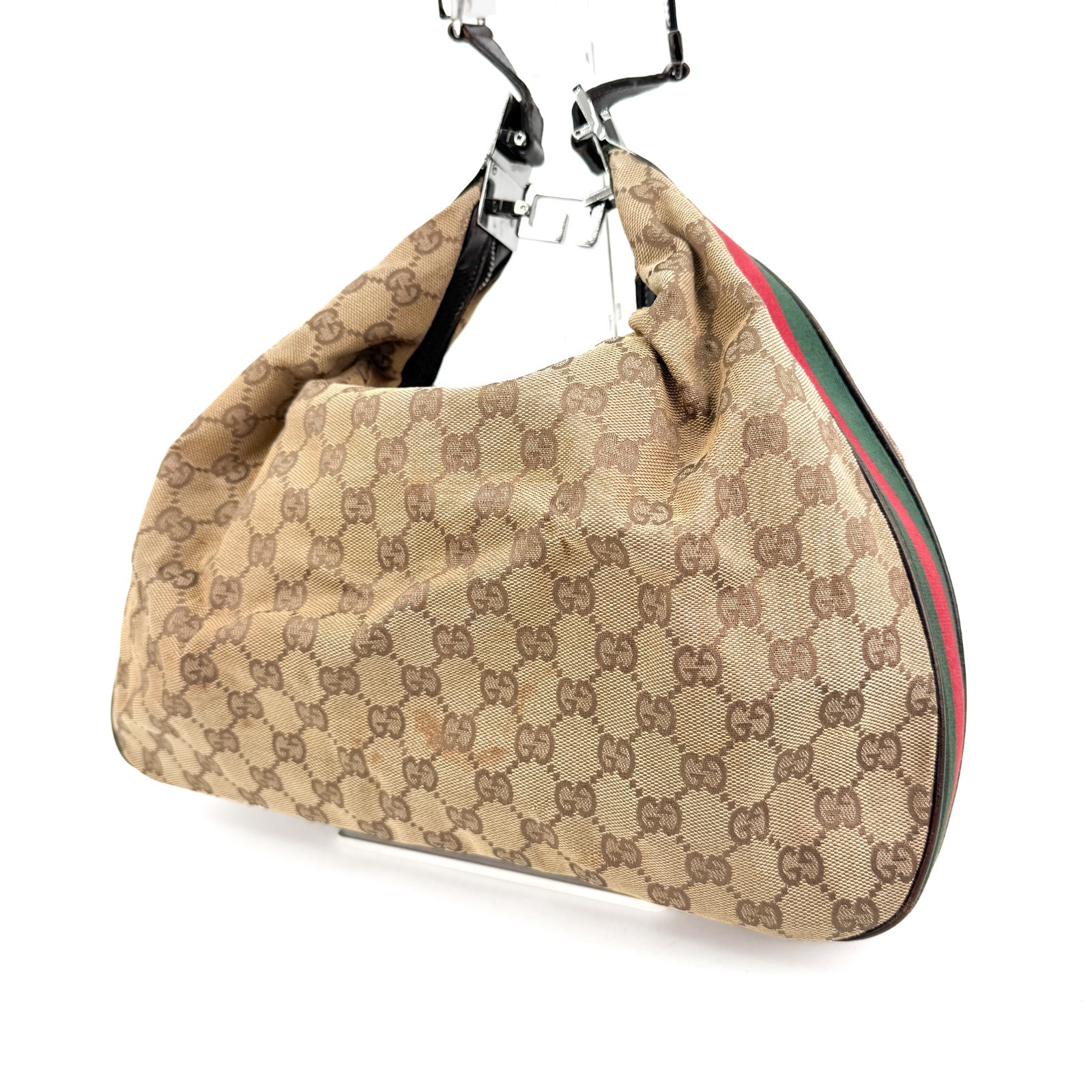 GUCCI Sherry Line GG Canvas Leather Shoulder Bag 001.3341 Brown Authentic
