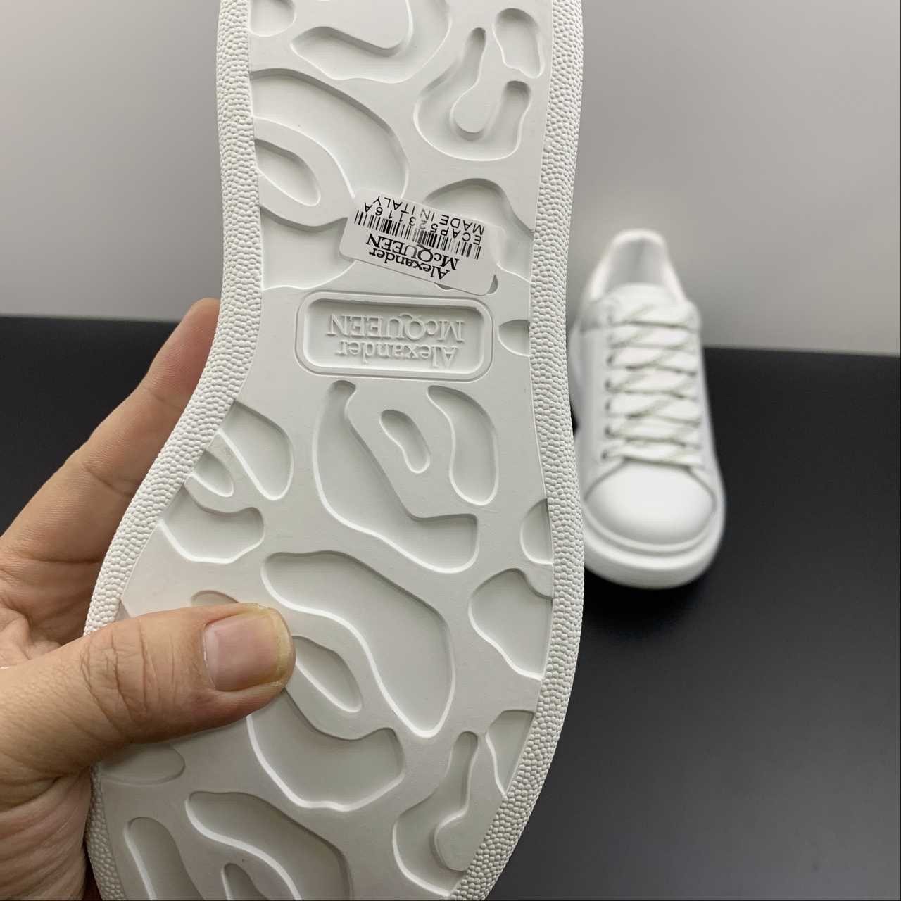Alexander McQueen Oversized Sneaker White Croc Heel Mesh Dot Laces Unisex Leathe