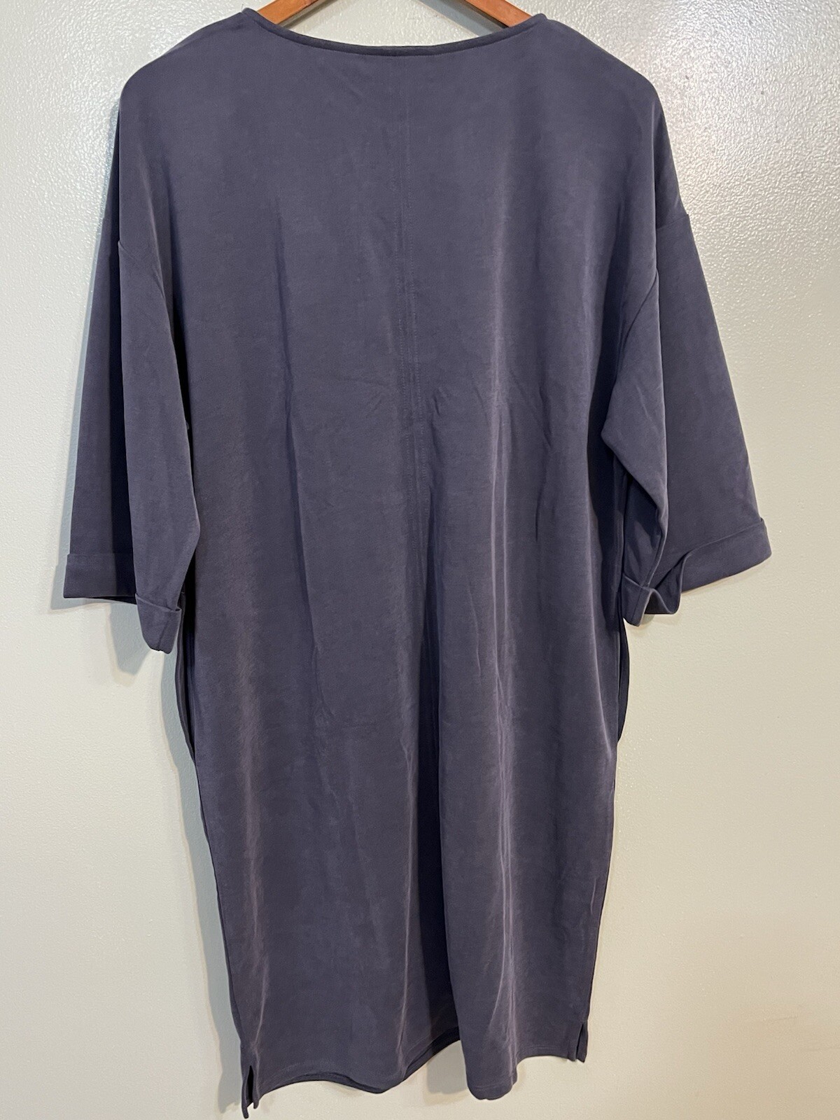 J Jill Womens Stone Washed Navy Blue Pullover Dress Pockets Comfy Soft S New
