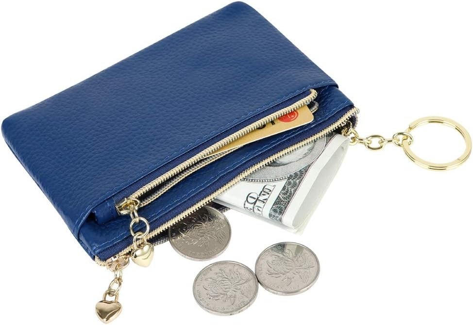 Stylish Women’s Royal Blue Genuine Leather Coin Purse with Zipper Closure