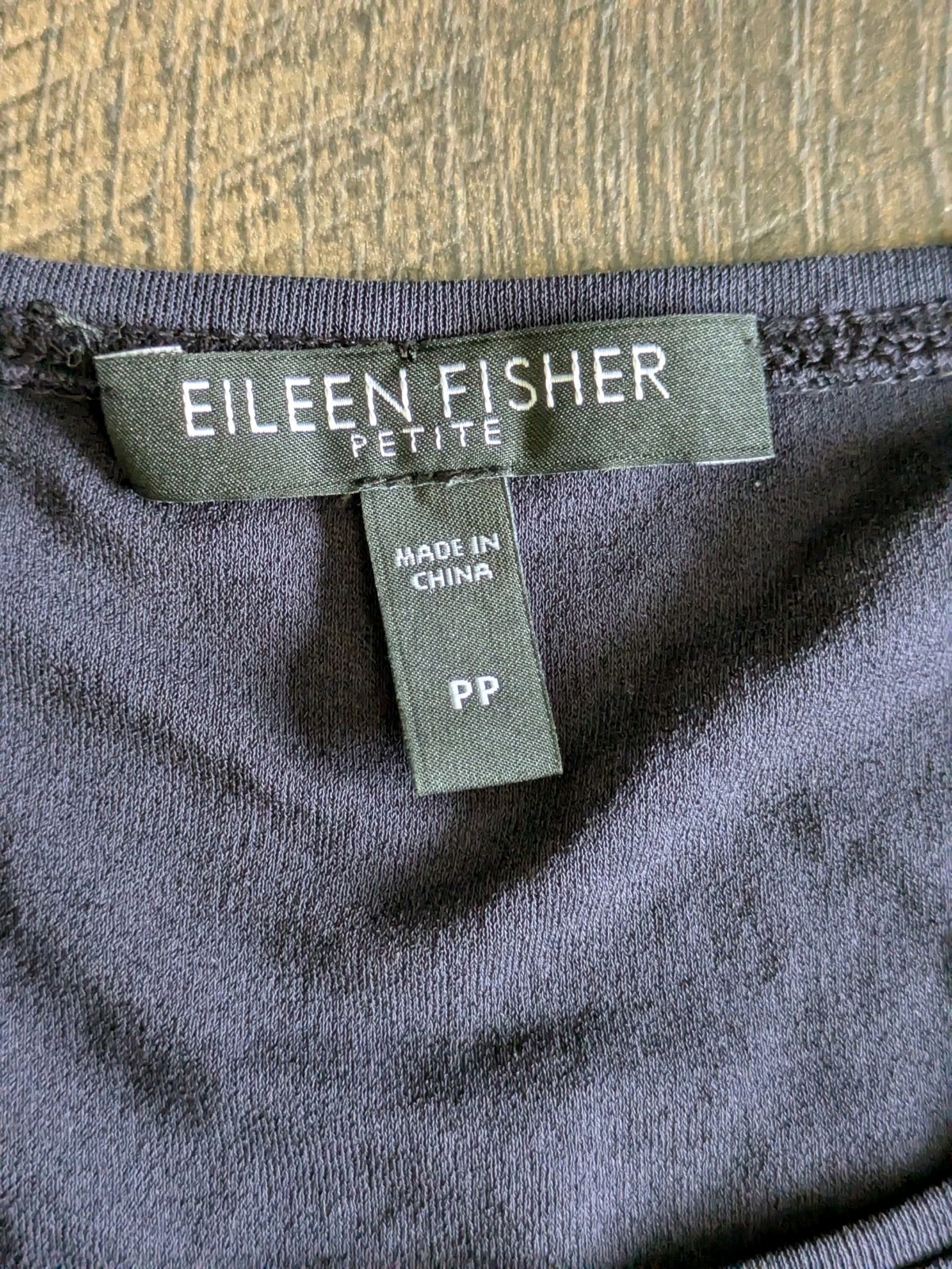 Eileen Fisher Petite 100% Silk Knit Tee Navy Cap Sleeve Top Scoop Neck PP