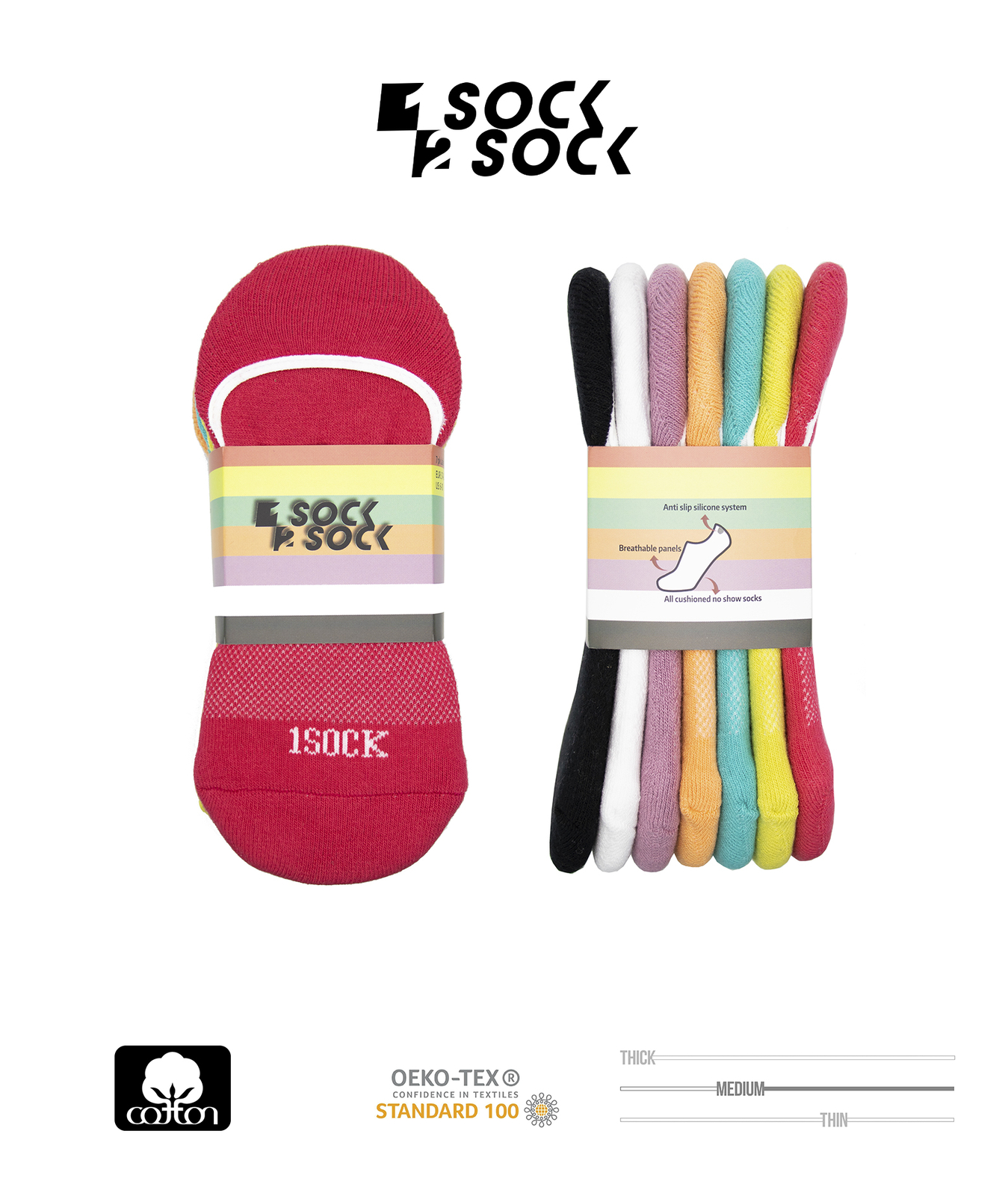 7 Pack Womens Cotton No Show Socks Cushion Sole Non-Slip Band Liners