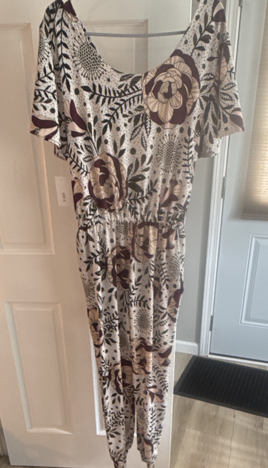 LuLaRoe Floral Jumpsuit Size S Multicolor Short Sleeve Drawstring