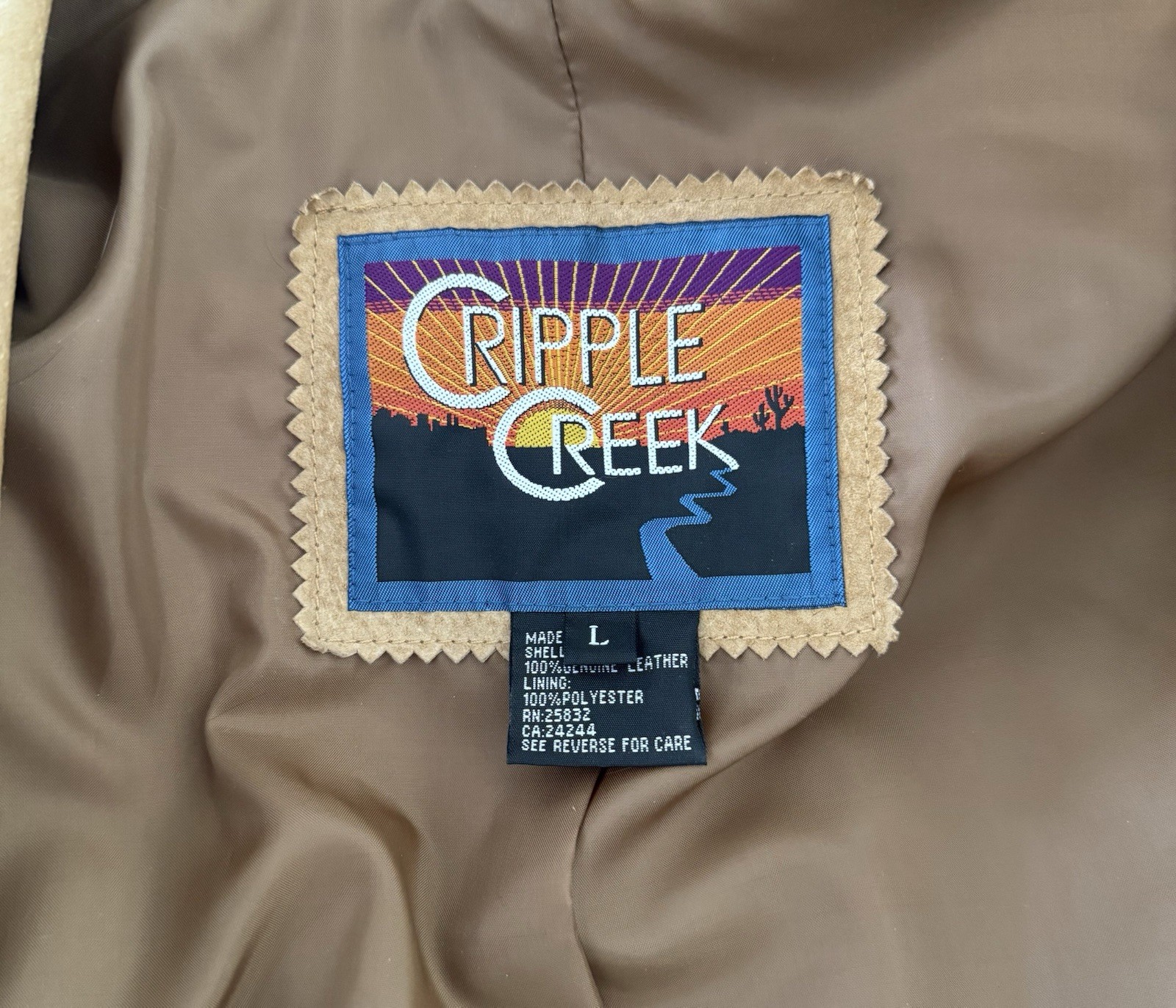 Cripple Creek Women’s Western Leather Fringe Collared Button Lined Jacket L