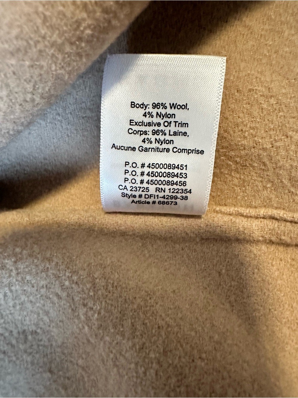 Aritzia Babaton Camel Wool Open Front Blazer Coat Mid Length Size XS