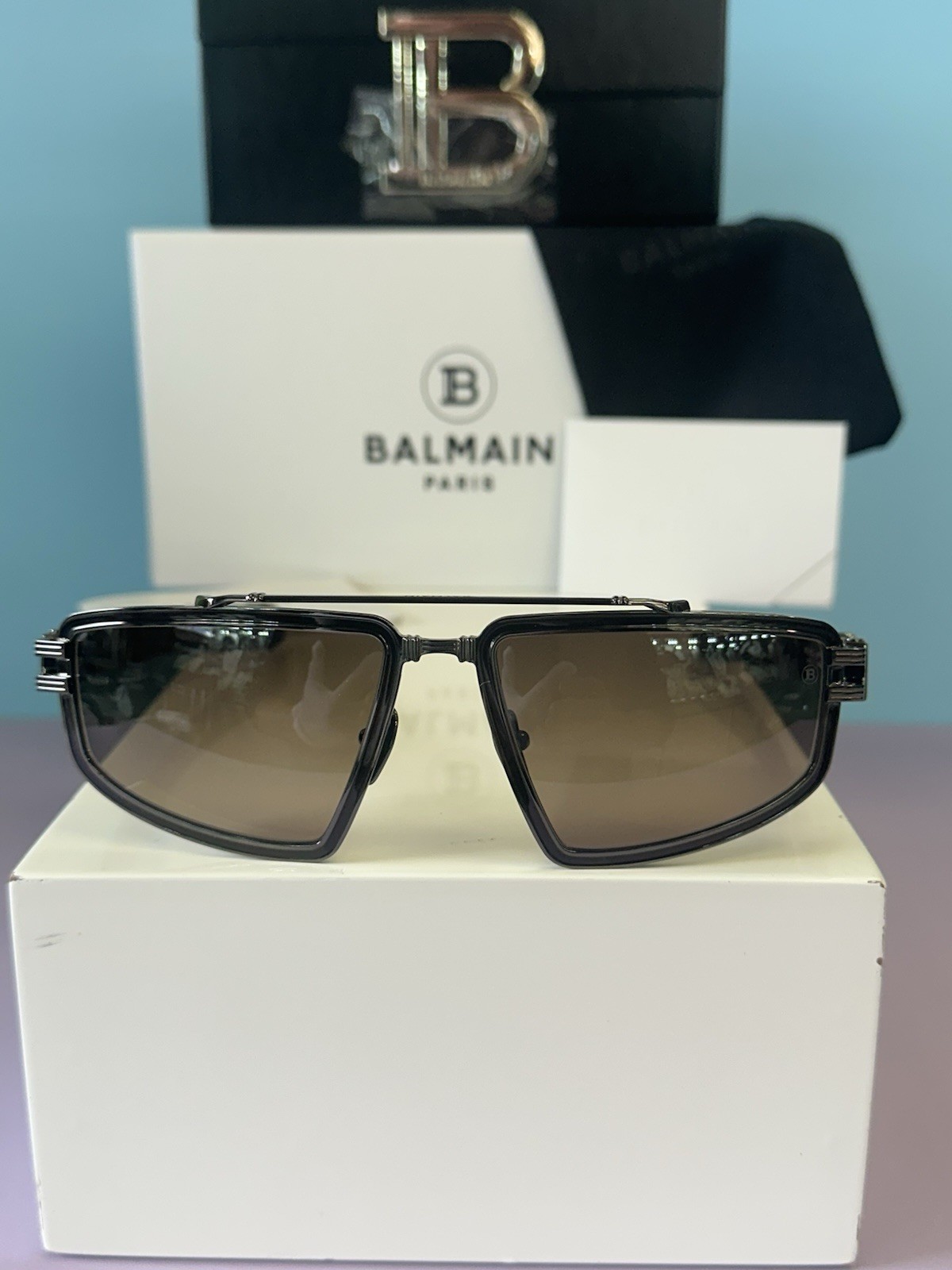 NEW BALMAIN by AKONI SUNGLASSES TITAN GUNMETAL BLACK BROWN BPS-139B-59 59 18 130