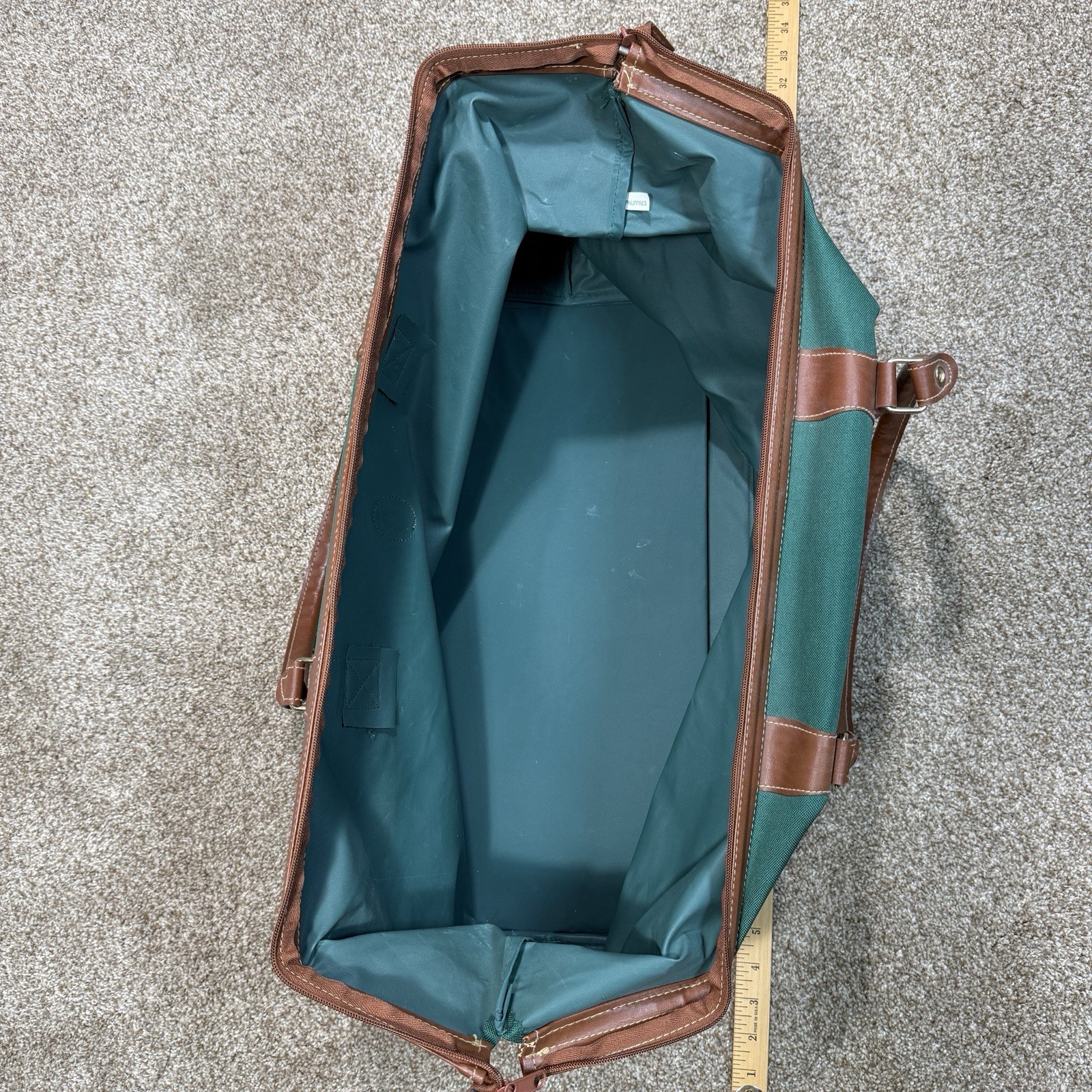 Vintage Polo Ralph Lauren Green Duffle Bag Weekend Travel Carry On Tote Suitcase
