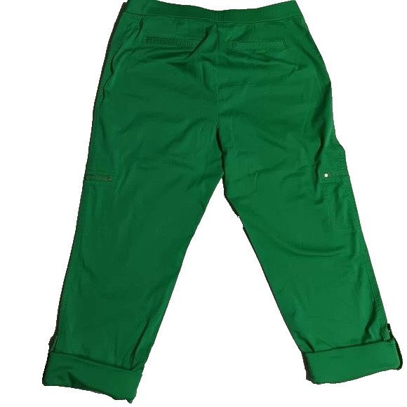 Chico’s Traveler Pants Size 2 Bright Green Cropped Cotton Nylon Span