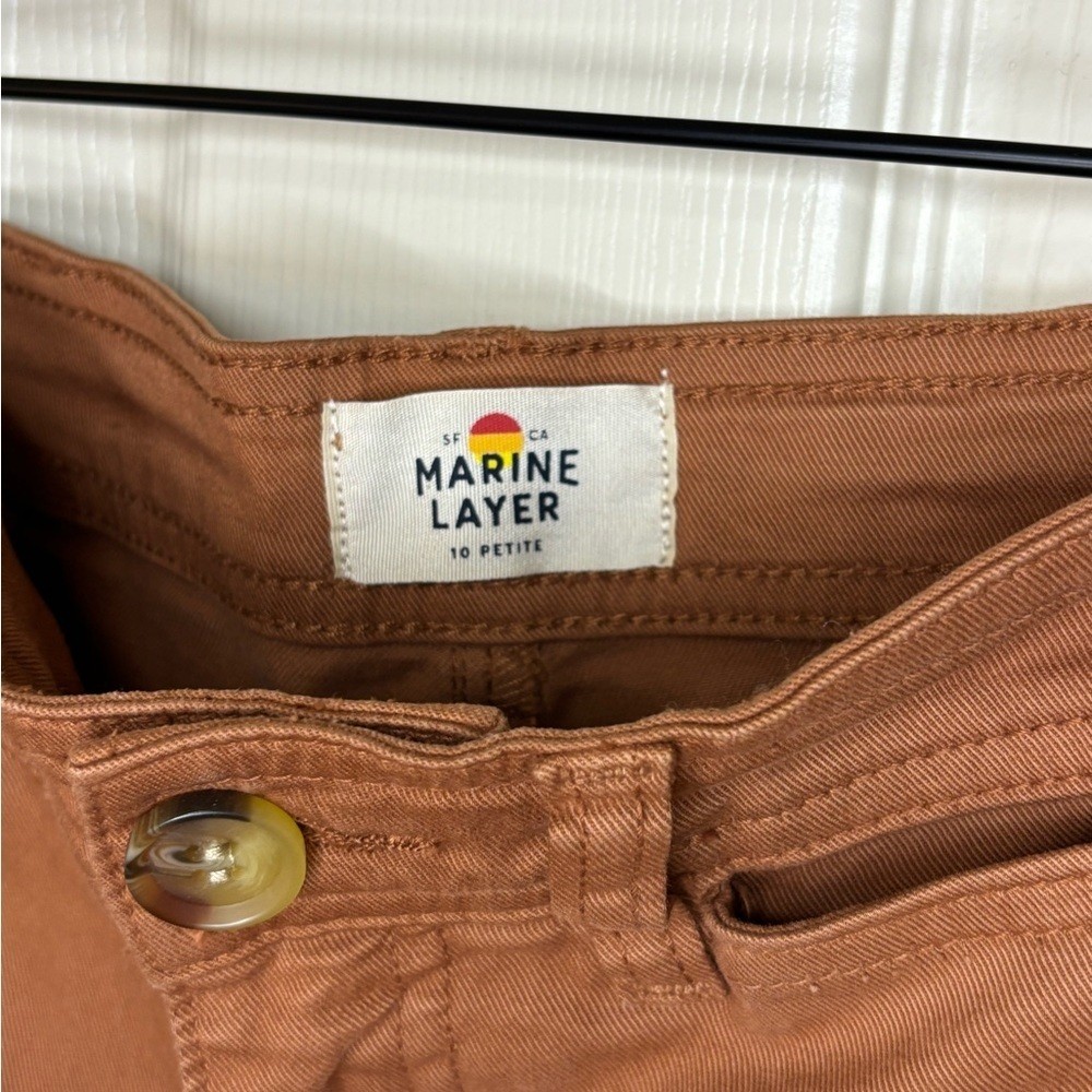 Marine Layer Bridget Wide Leg Crop Pants Rust Brown 10 Petite