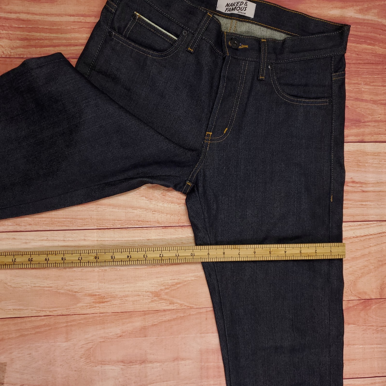 Naked & Famous Made W/ Kevlar Blend Selvedge Blue Denim Jeans 31 (Meas. 30×32)