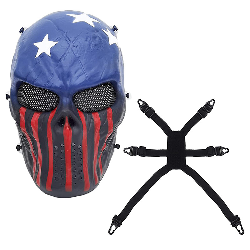 Halloween Full Face Mask Skull Masks with Metal Mesh for Cosplay Costume Party