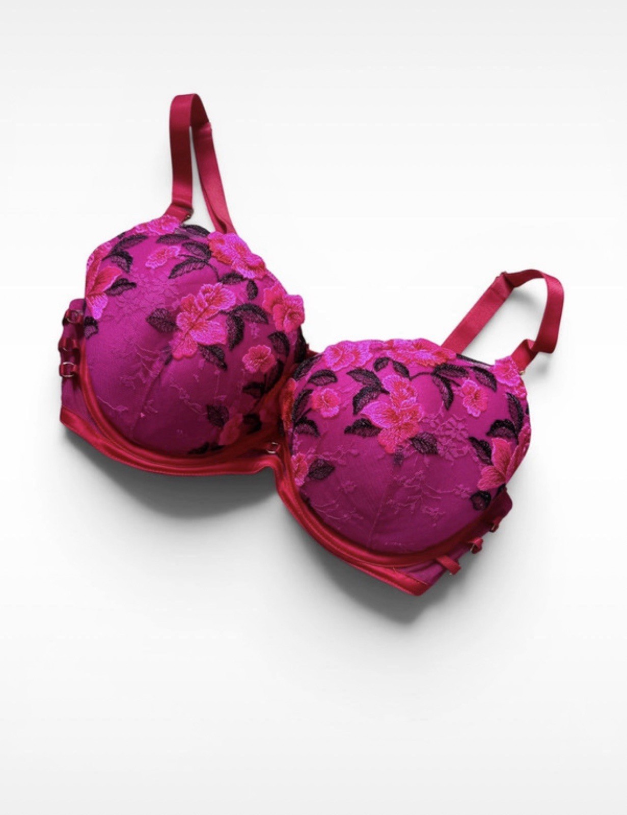 Ann Summers Size 32DD Women’s Pink Floral Lace Embroidered Padded Plunge Bra