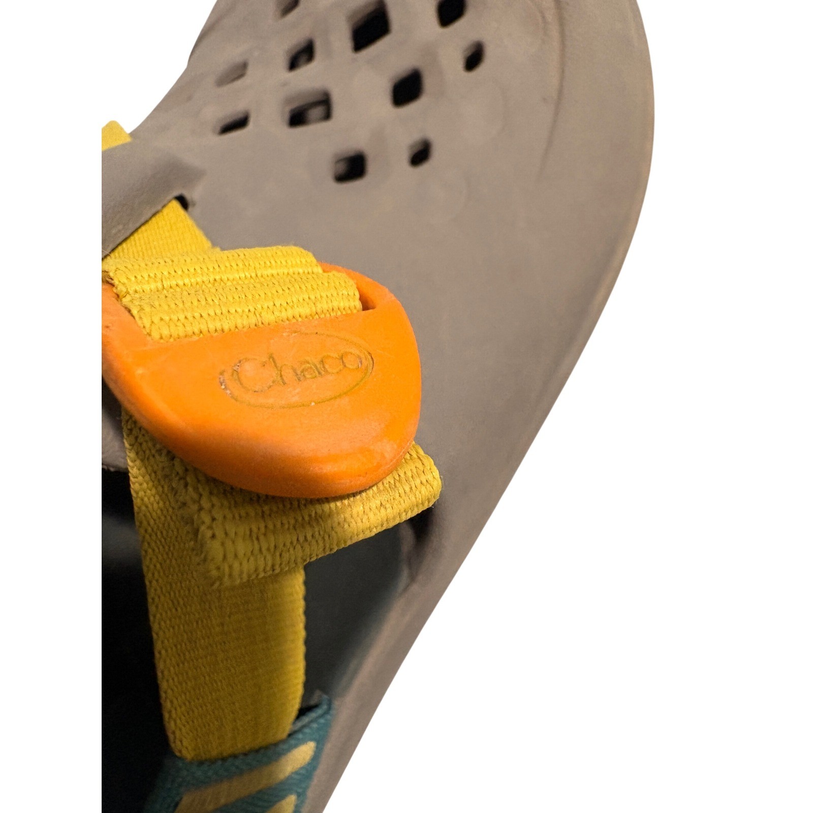 Chaco Kids Chillos Clog Grey Yellow Teal Adjustable Strap Sandals Size 3
