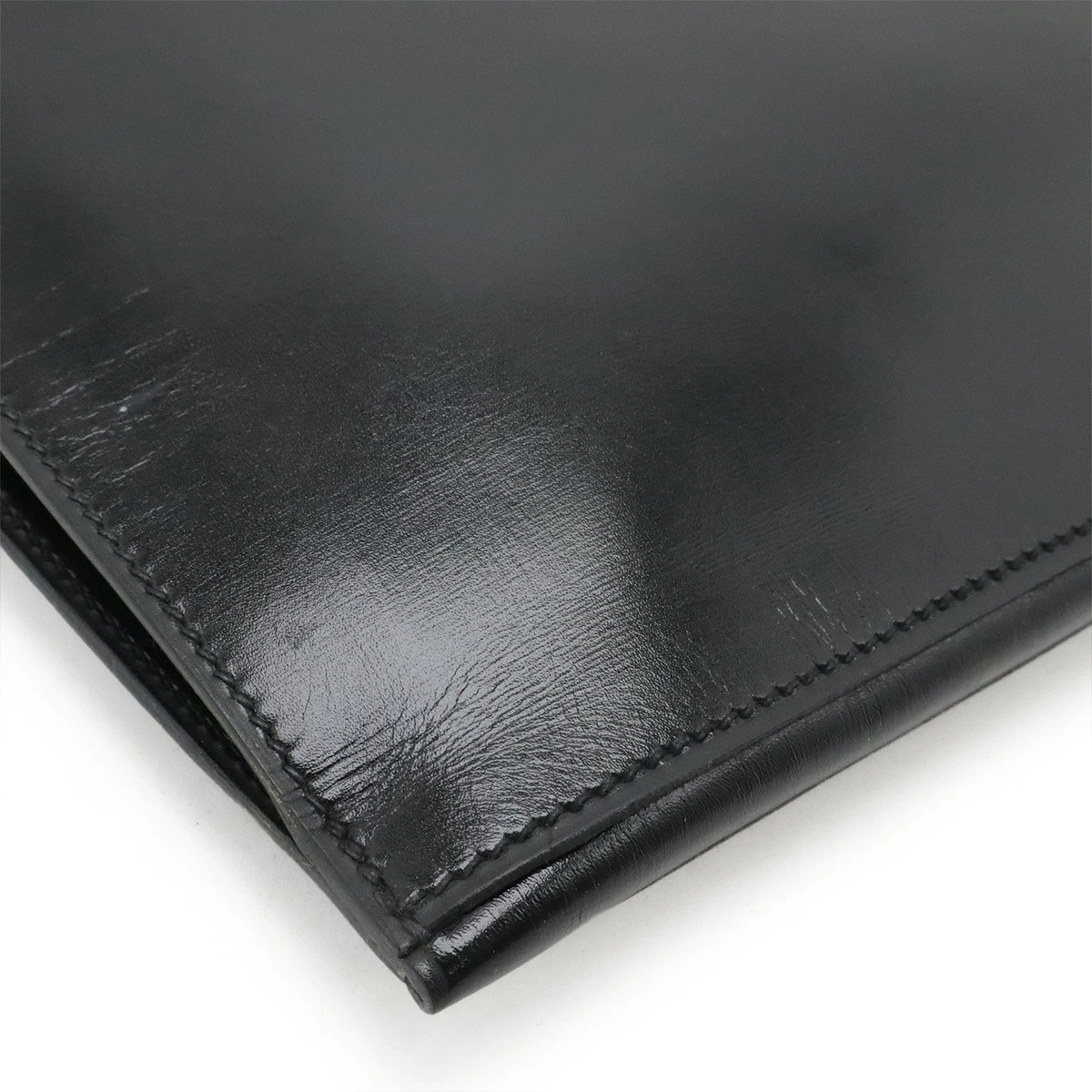 HERMES Kirius Clutch Business Bag Box Calf Leather Black Dust Bag Included