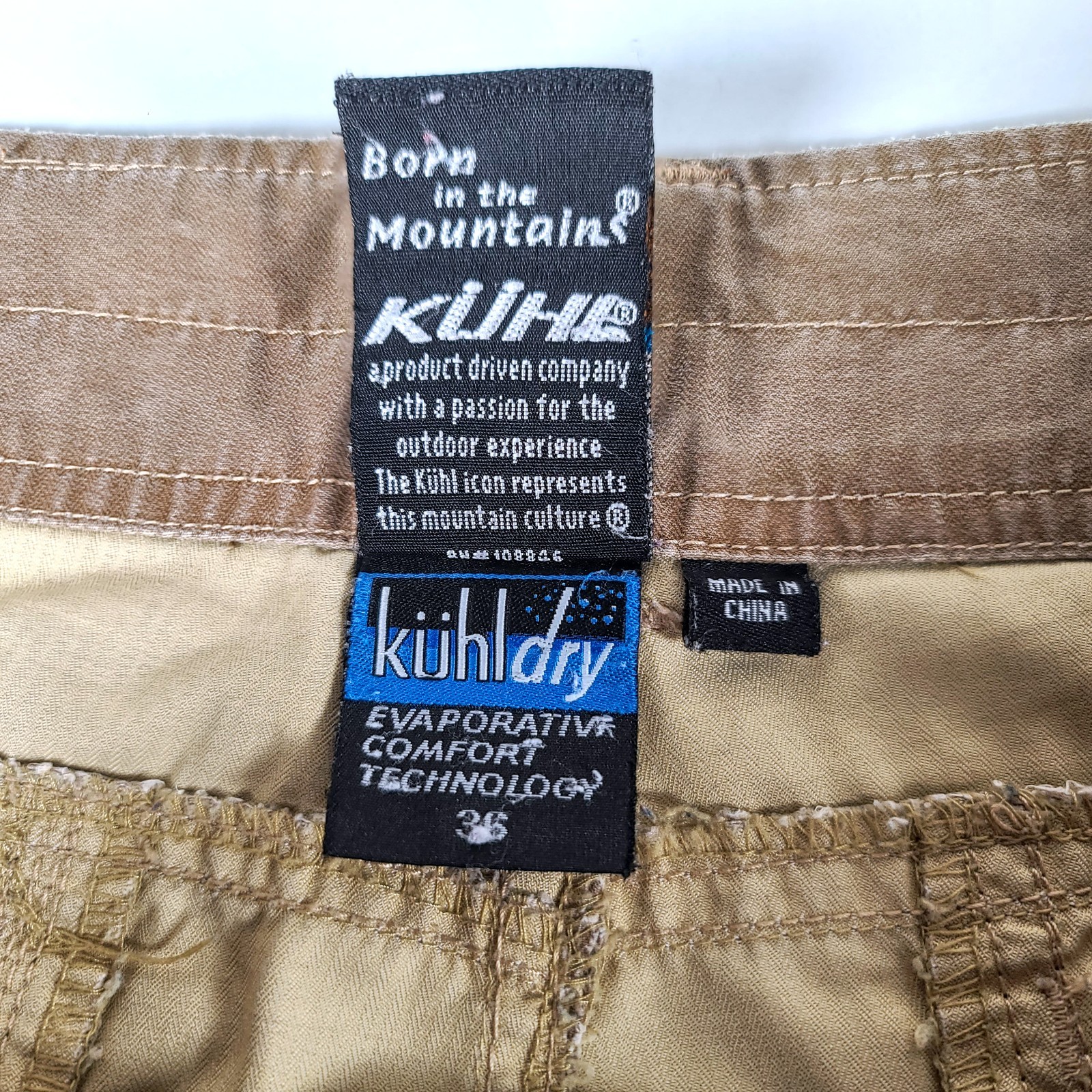 Kuhl Revolvr Cargo Shorts Men’s 36 Brown Nylon Cotton Quick Dry Zipper-Pockets