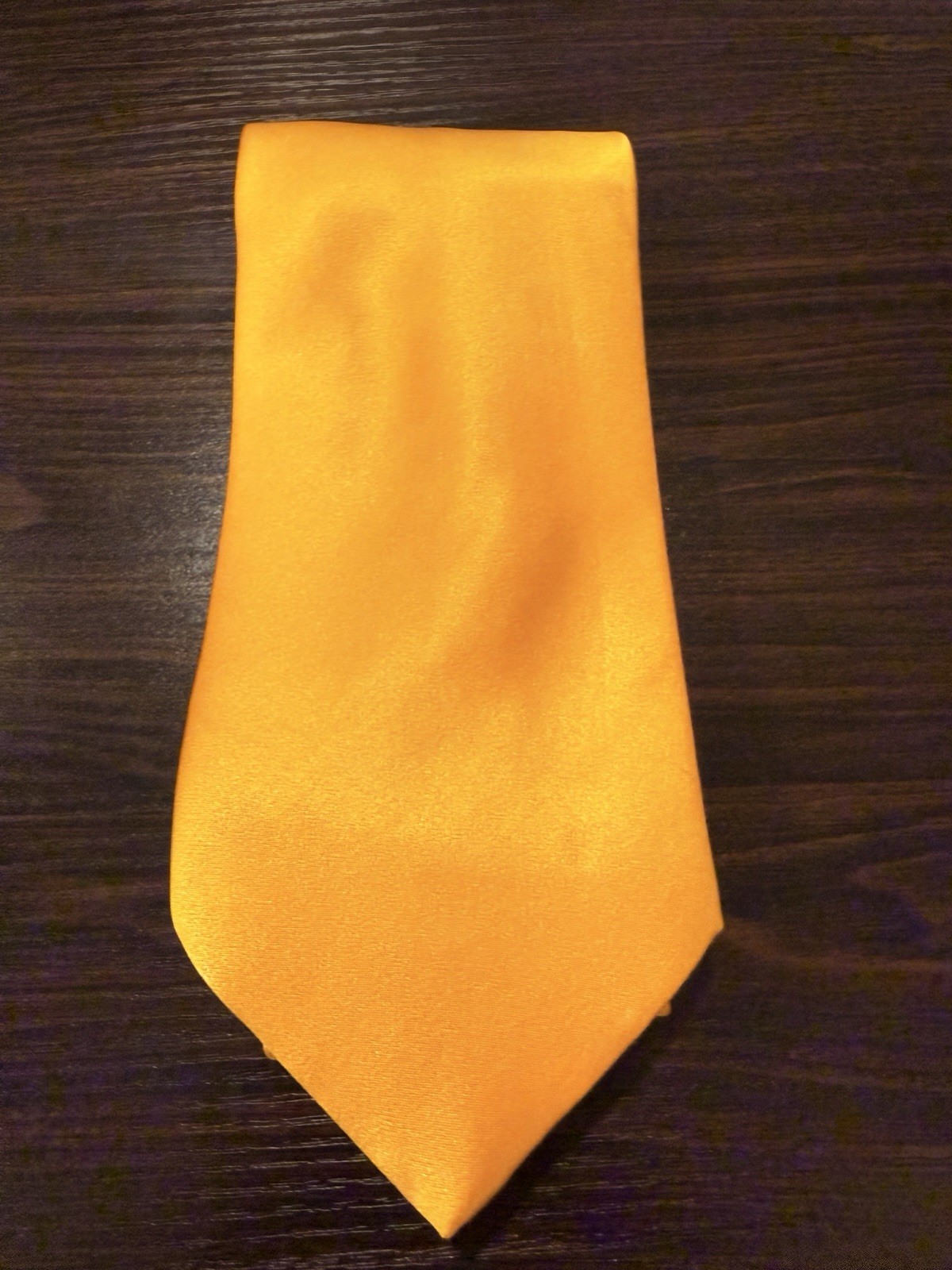Brioni Orange Solid Silk Men’s Tie w/ Logo Accent Handmade