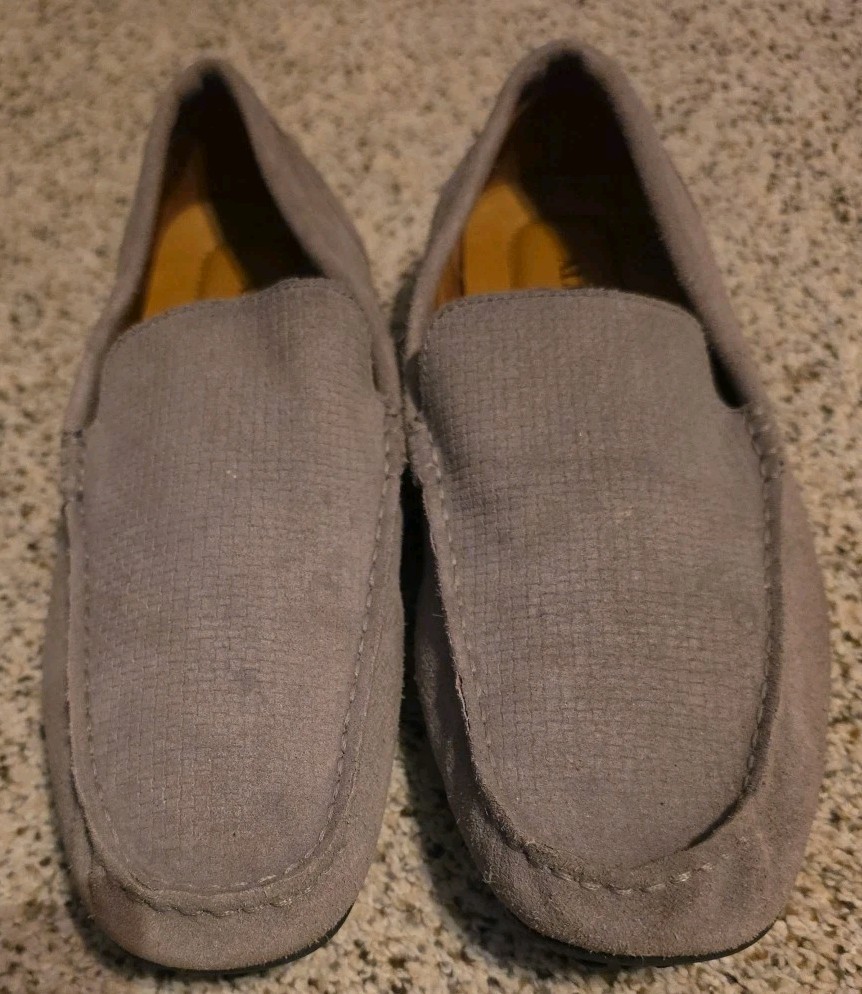 ALFANI KENDRIC DRIVING MOCS SHOES MEN’S 10.5M GRAY TEXTURED SUEDE 42101-EUC!