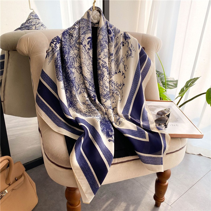 Elegant Silk Scarf (43x43in) Lightweight Versatile Large Size Scarves Wraps