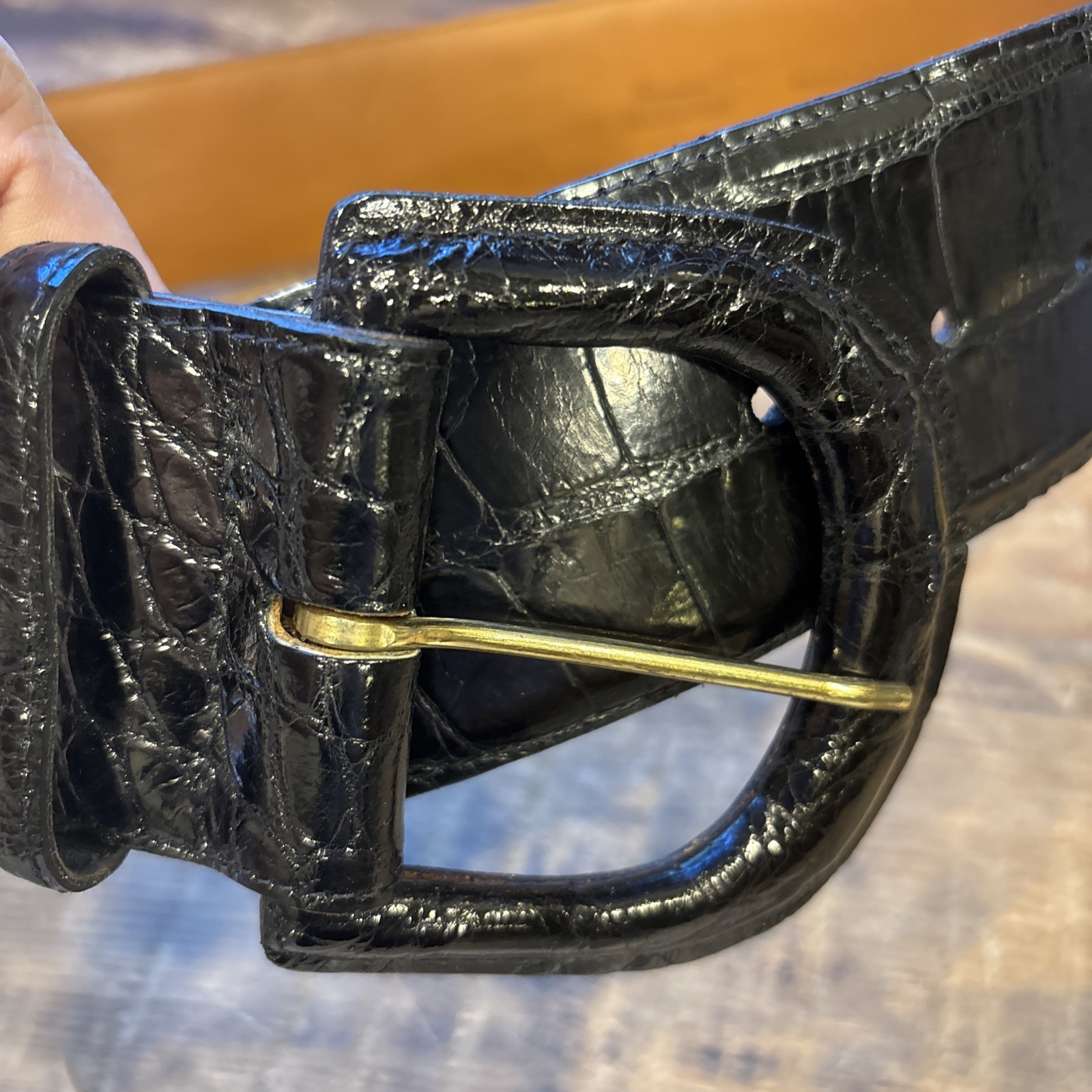 Vintage Ralph Lauren Collction 2.25” Wide American Alligator Belt 32” Italy