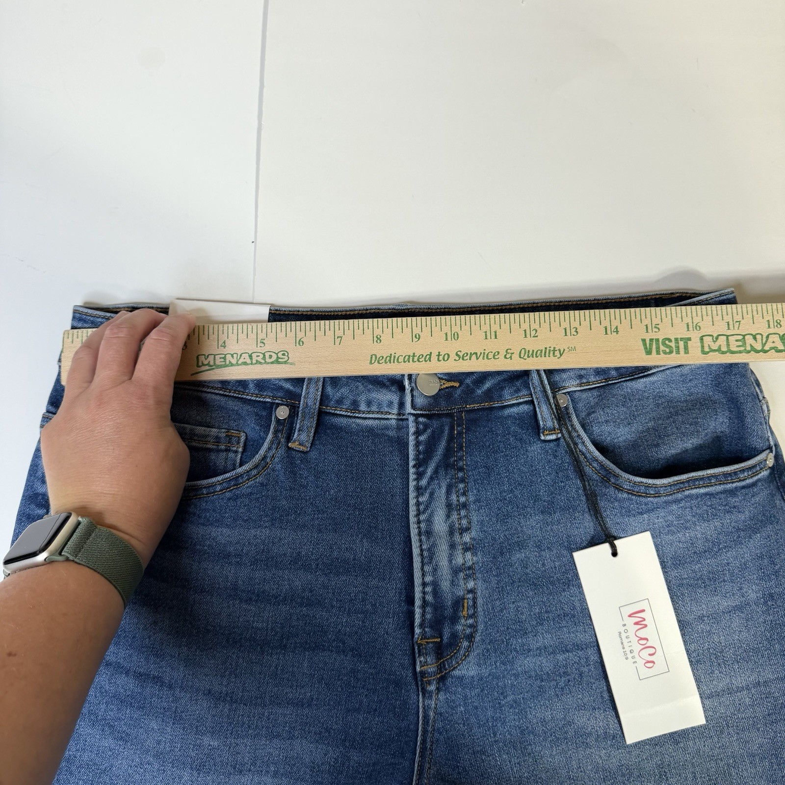 NWT MOCO Boutique Flare Jeans Womens Size 14w Tummy Control Raw Hem MOCO-BY1229