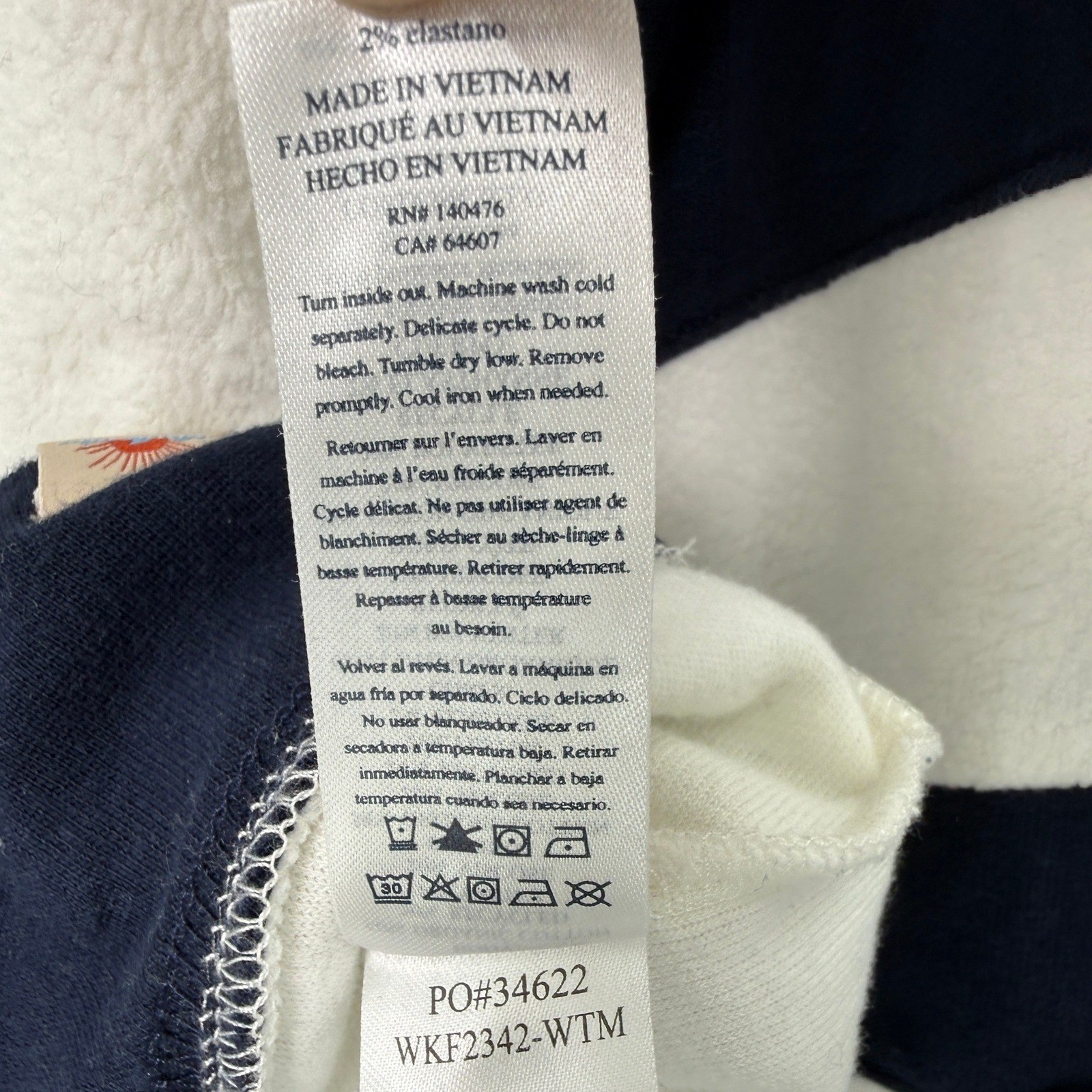 Faherty Beach Fleece Ringer Crew Women L Coastal Nautical Retro Preppy Soft