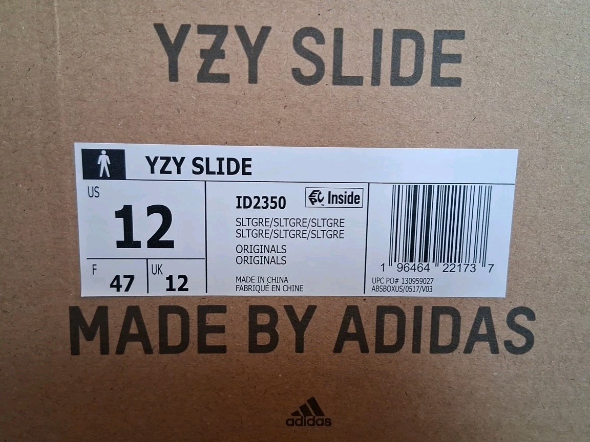 🤩 Adidas Yeezy Slide Slate Grey Size 12 ID2350 BRAND NEW With Box