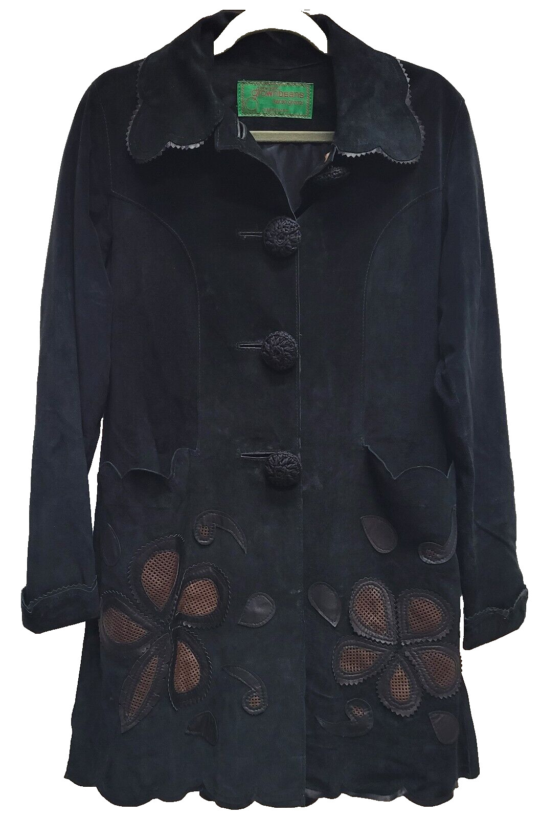 Grownbeans Karen Groner Sz S Mixed Fabric Suede Leather Jacket See Details