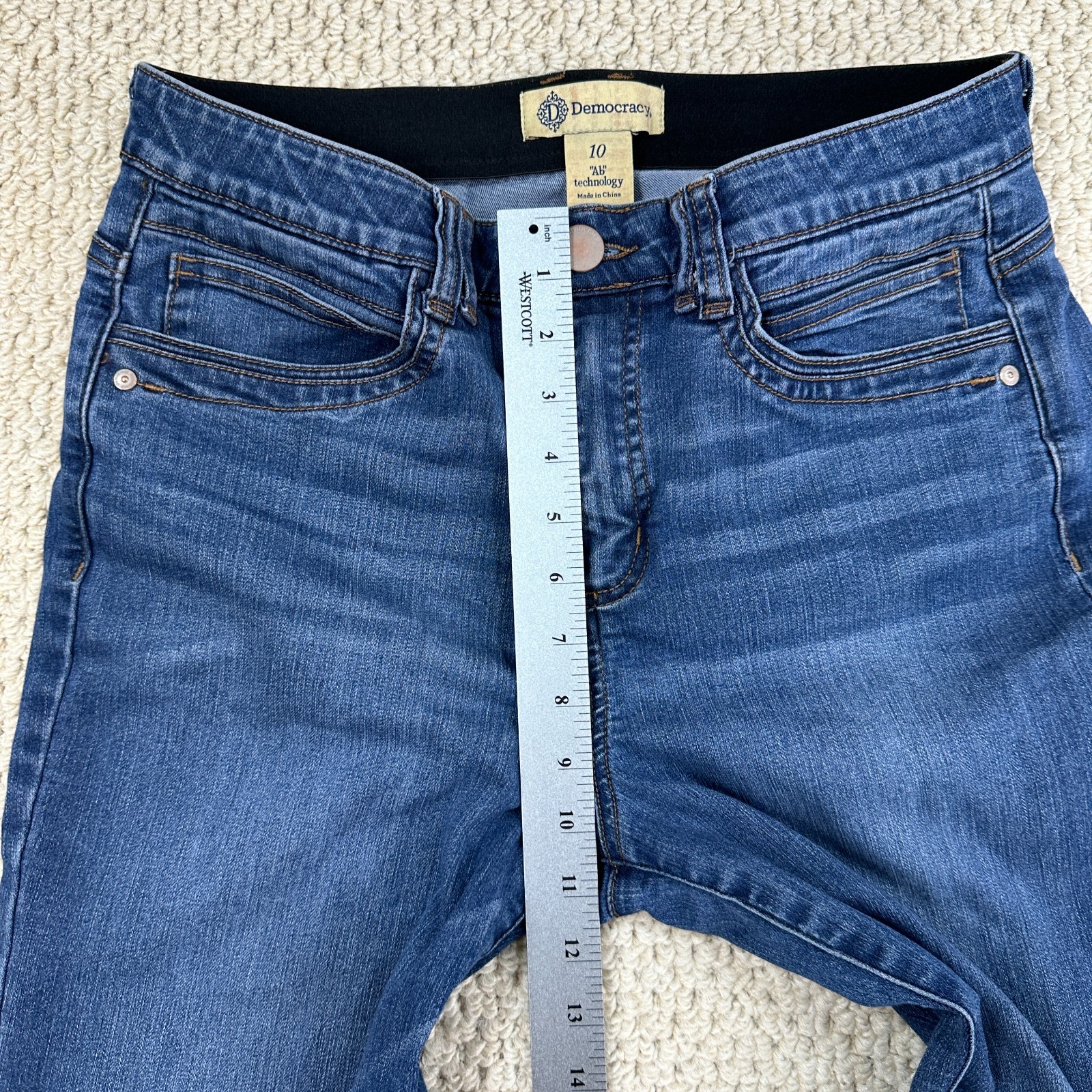 Democracy Jeans Womens 10 Blue Ab Technology Itty Bitty Bootcut Stretch Frayed