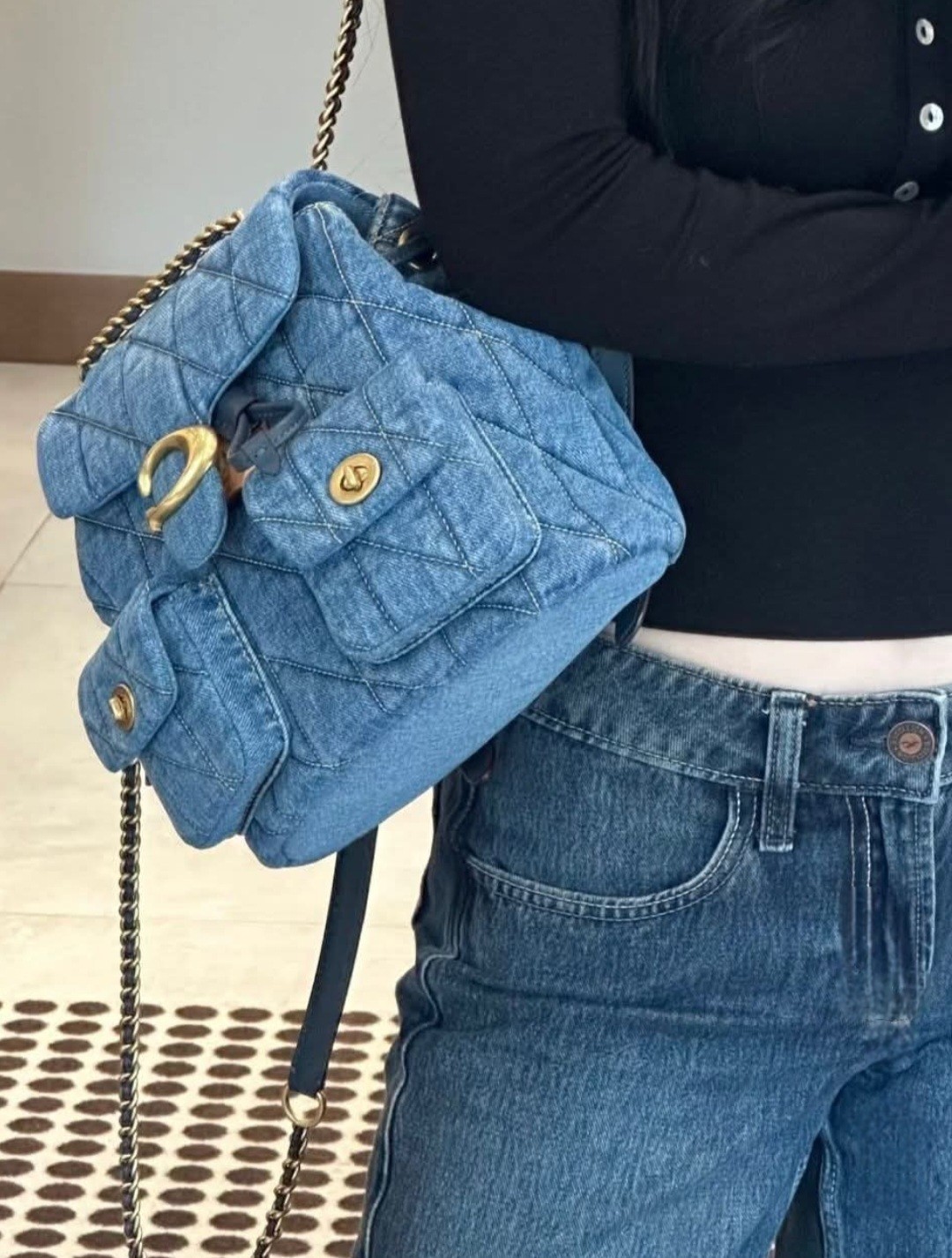 COACH NWT CZ747 Denim Tabby Backpack Quilting INDIGO Color Crossbody Handbag