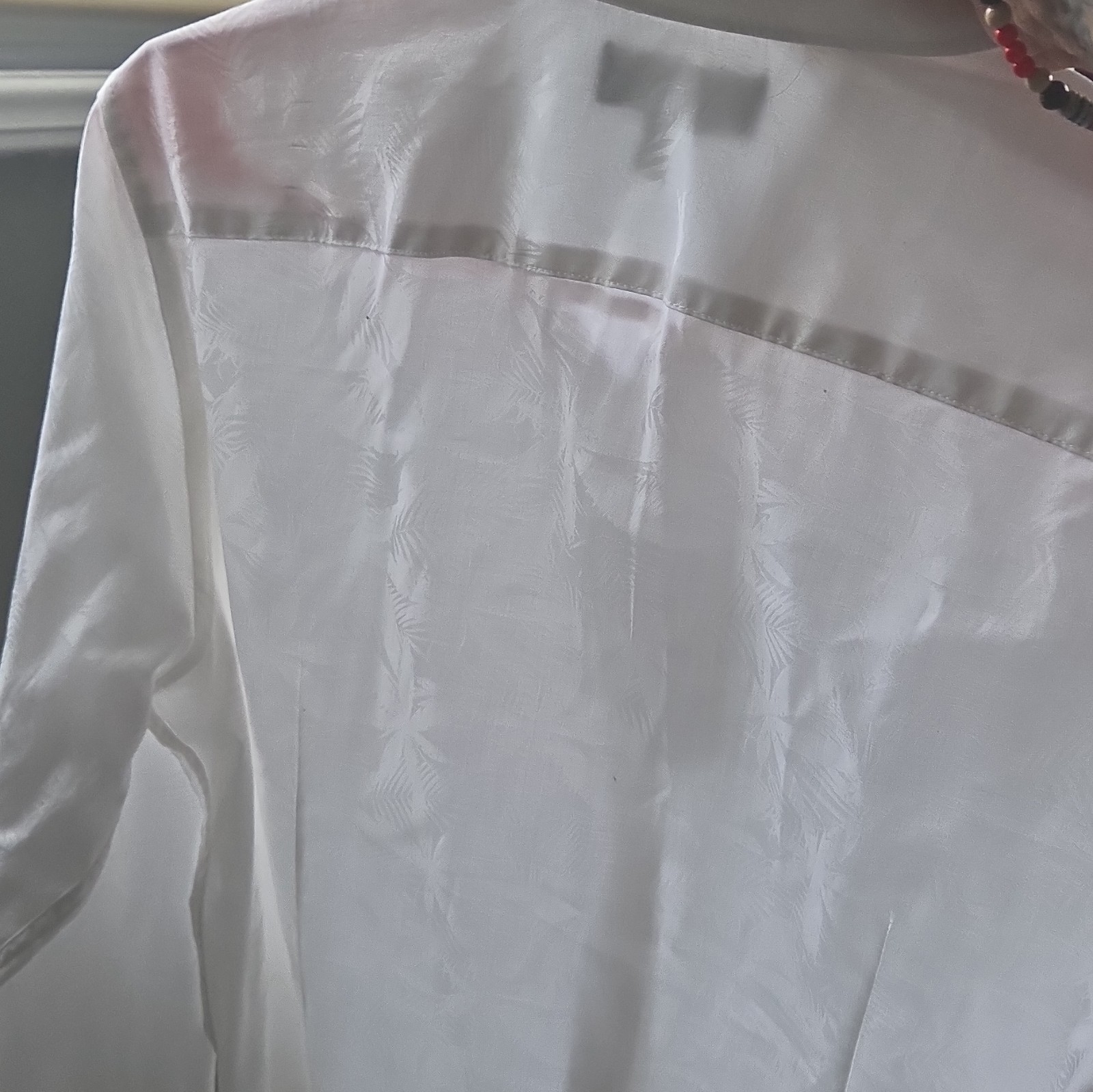 Murano Liquid Luxury Slim Fit White Floral Cotton Stretch Dress Shirt Men’s M