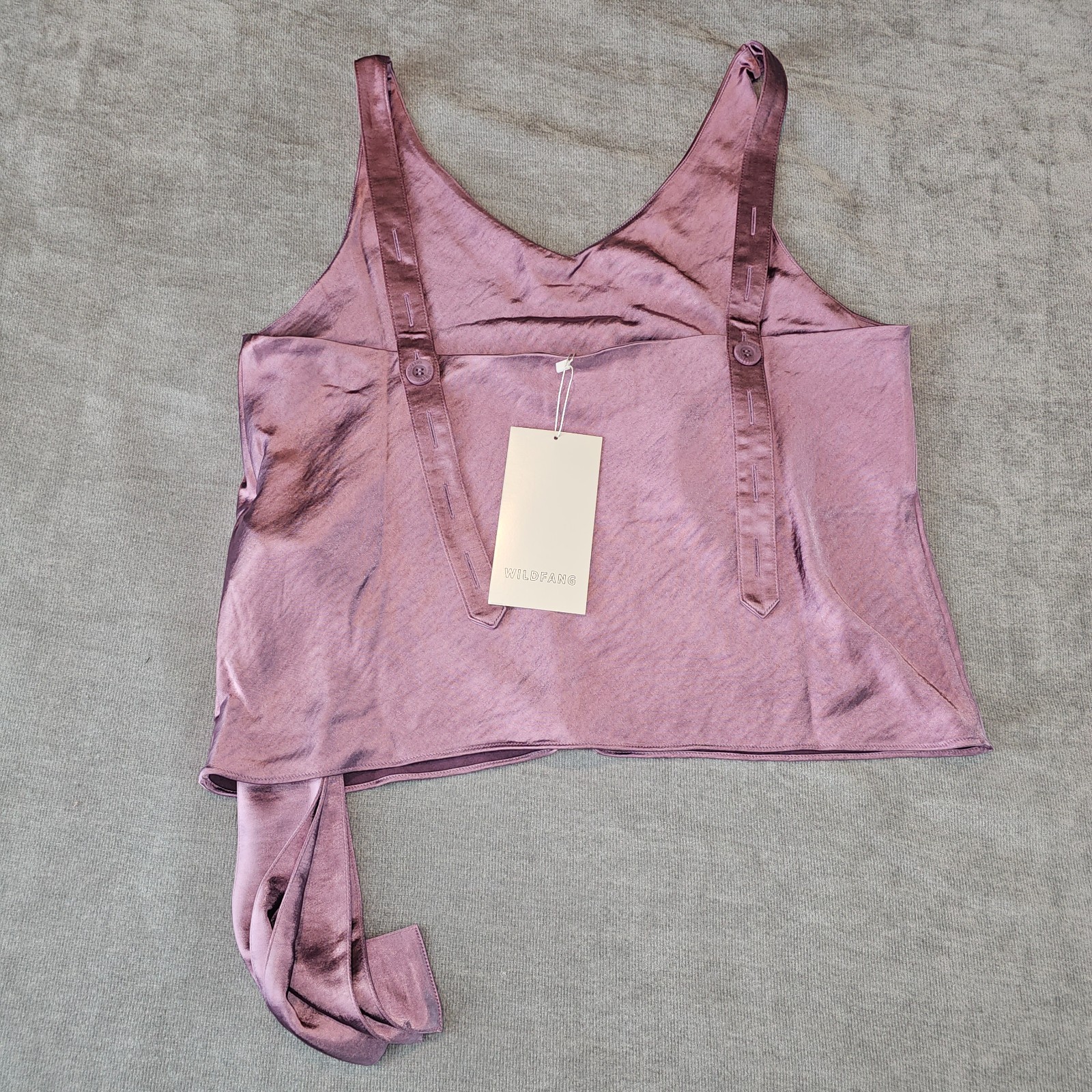 Wildfang The Empower Satin Cami Tank Medium W Tie Mauve Purple NEW