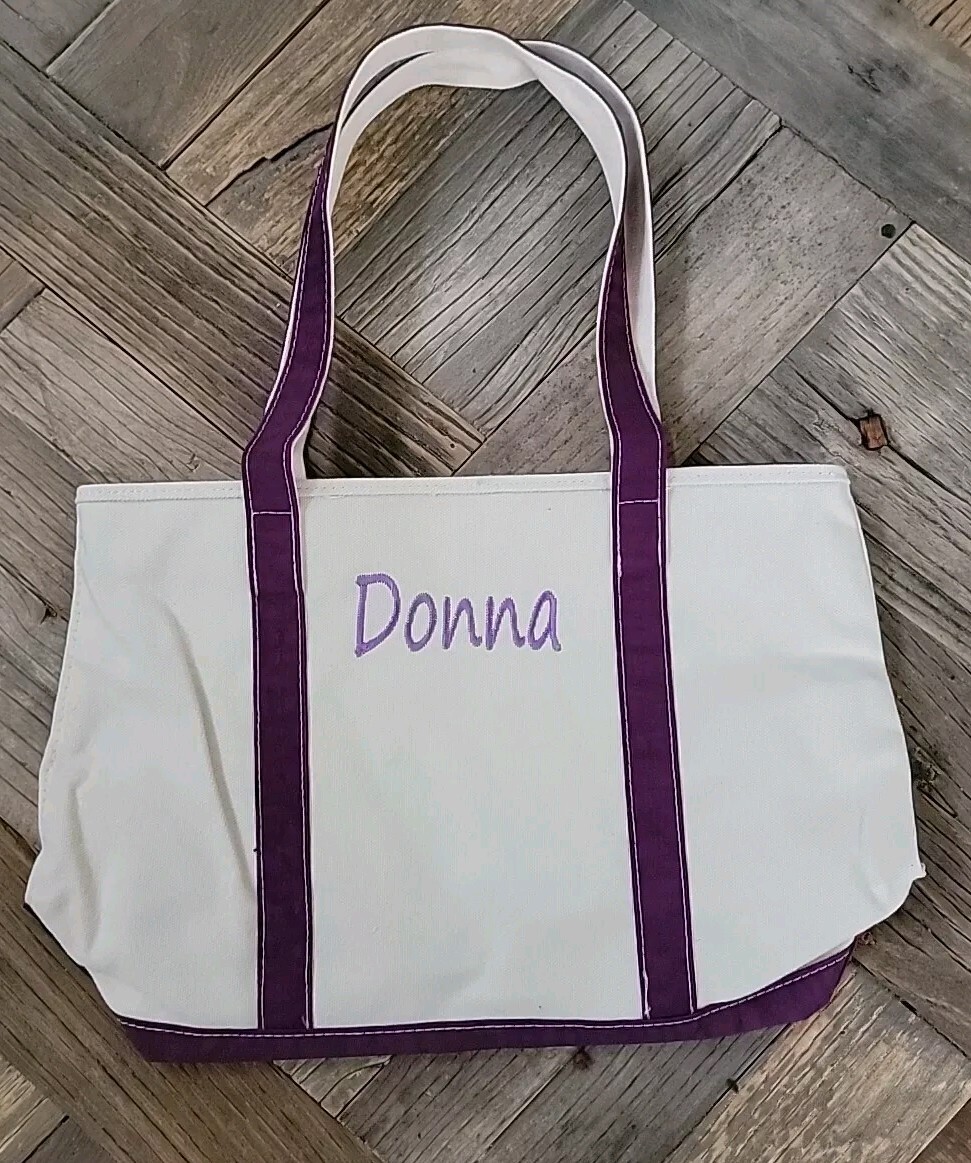 Boat Tote Vintage Purple Trim Tote 15 inches by 10.5 inches tall