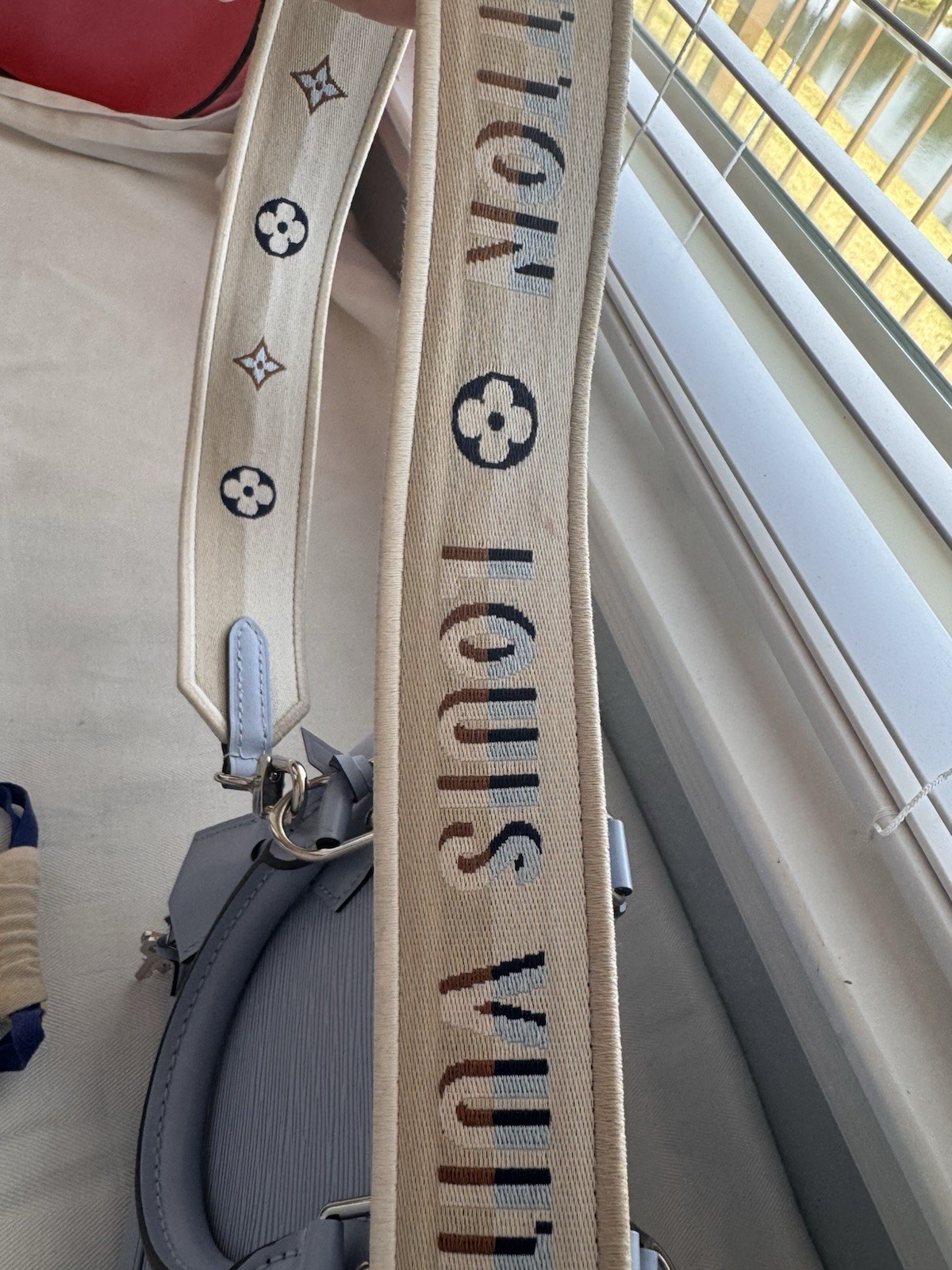 Louis Vuitton Alma Top Handle Bag BB Light Blue Epi Zip w/ Strap & Lock