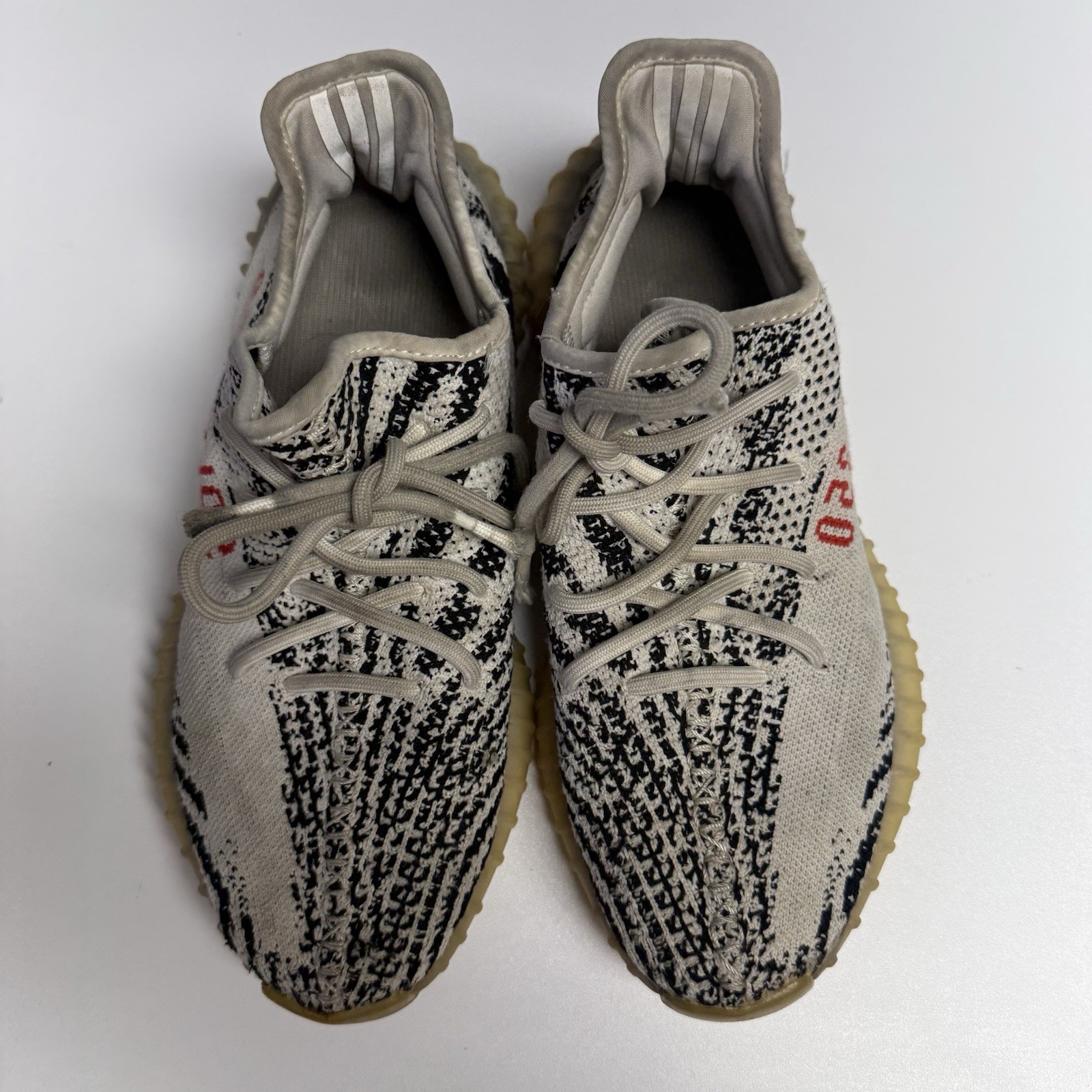 Adidas Yeezy Boost 350 V2 Zebra Primeknit White Black Sneakers Mens 7.5 USED