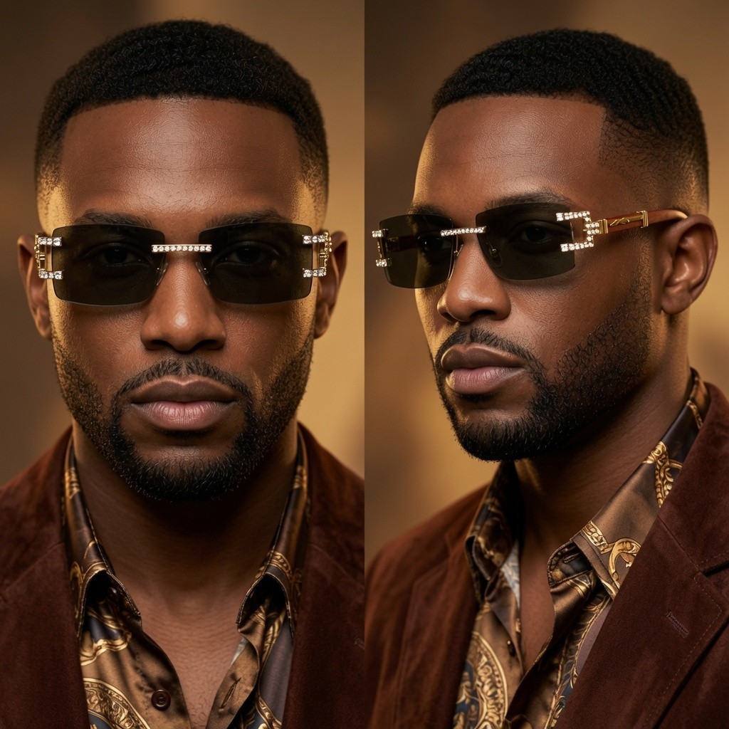 Hip Hop Sunglasses Men Designer Rimless Bling Diamond Shades Classic Rapper New