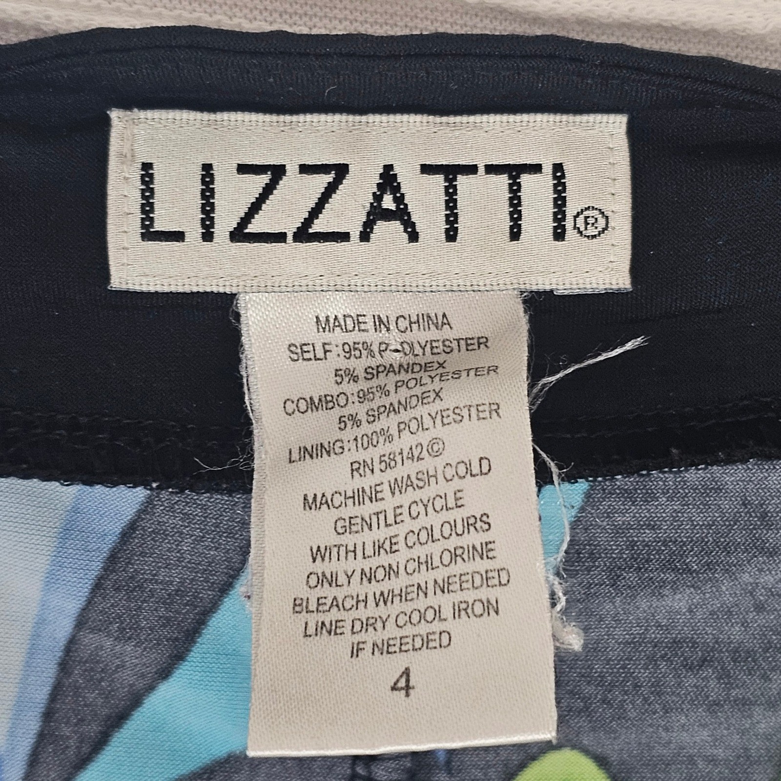 Lizzatti Womens Blue Green Floral V-Neck Cap Sleeve Tunic Top Size 4 RN 58142