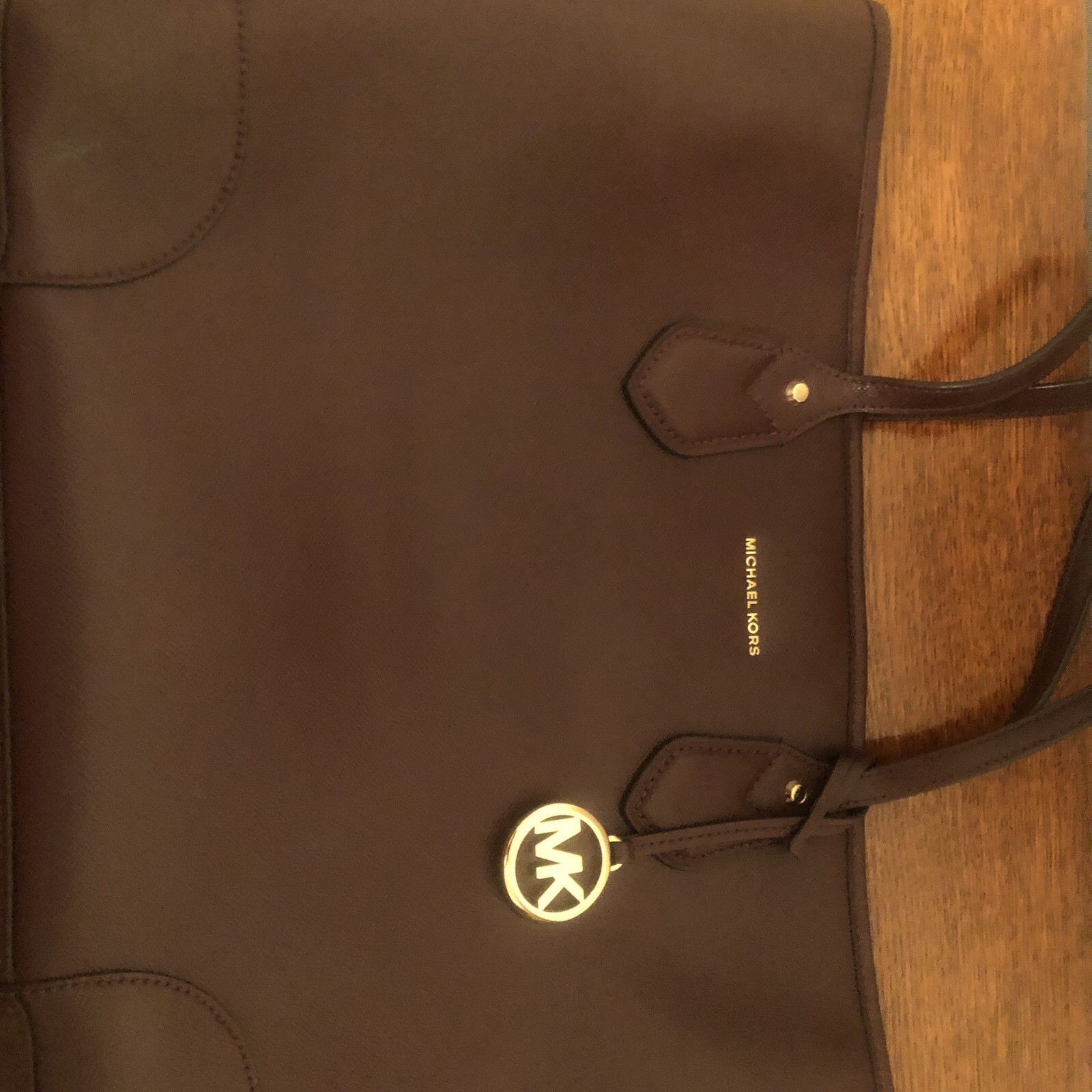 Michael Kors Large Jet Set Tote Dark Brown Saffiano Cross Grain Leather