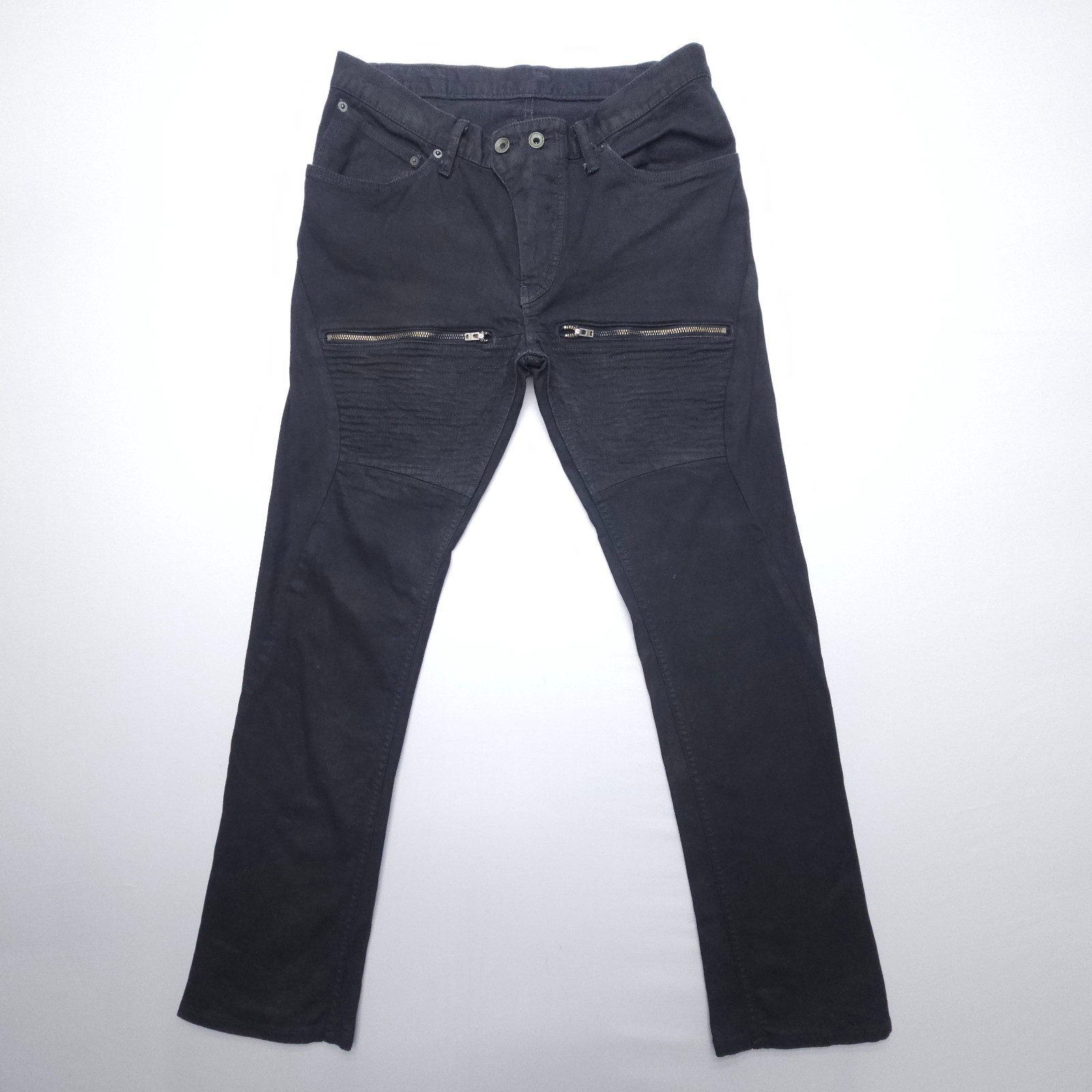 L.G.B. Maniac S-Wolf Biker Jeans Mens 33 x 30 Japanese Multi Zip Waxed Black