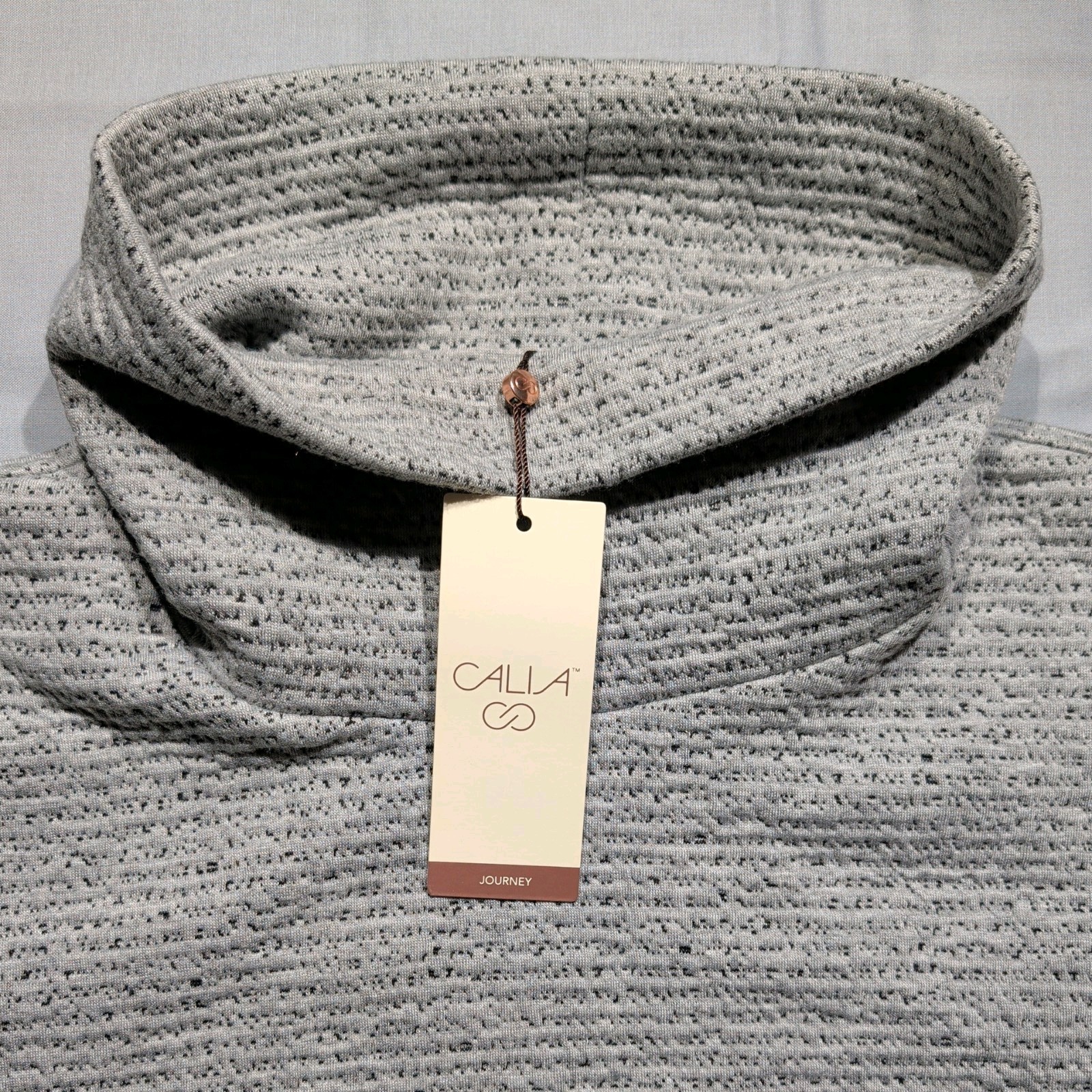 CALIA Lunar Jacquard Funnel Neck Sweater Size Large Heather Gray