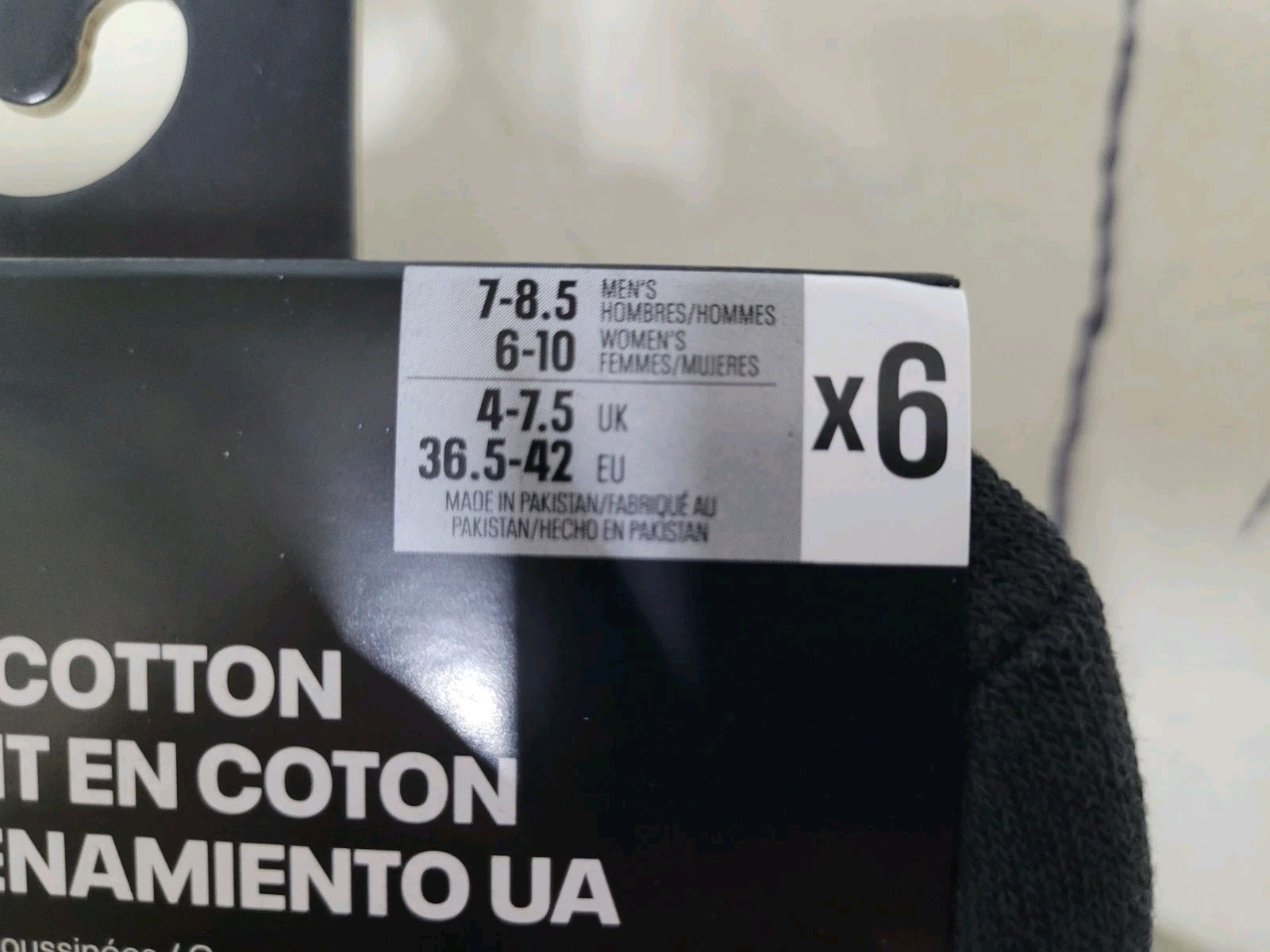 Under Armour Training Cotton Quarter Socks 6 Pair Black Arch Support Lock In Fit
