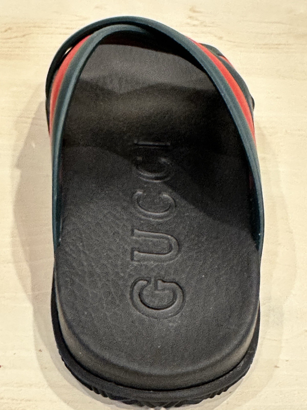 Gucci Web Stripe Rubber Slide Sandals Red Green COA GG Logo Women’s Size 5 35eu