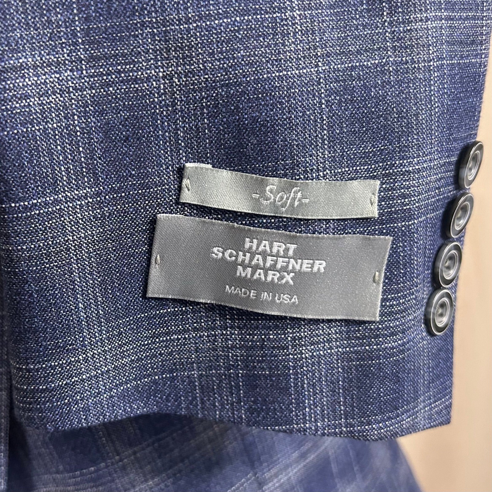 NEW Hart Schaffner Marx 40R Sport Coat Wool Blend Blue Plaid Two Button Vented