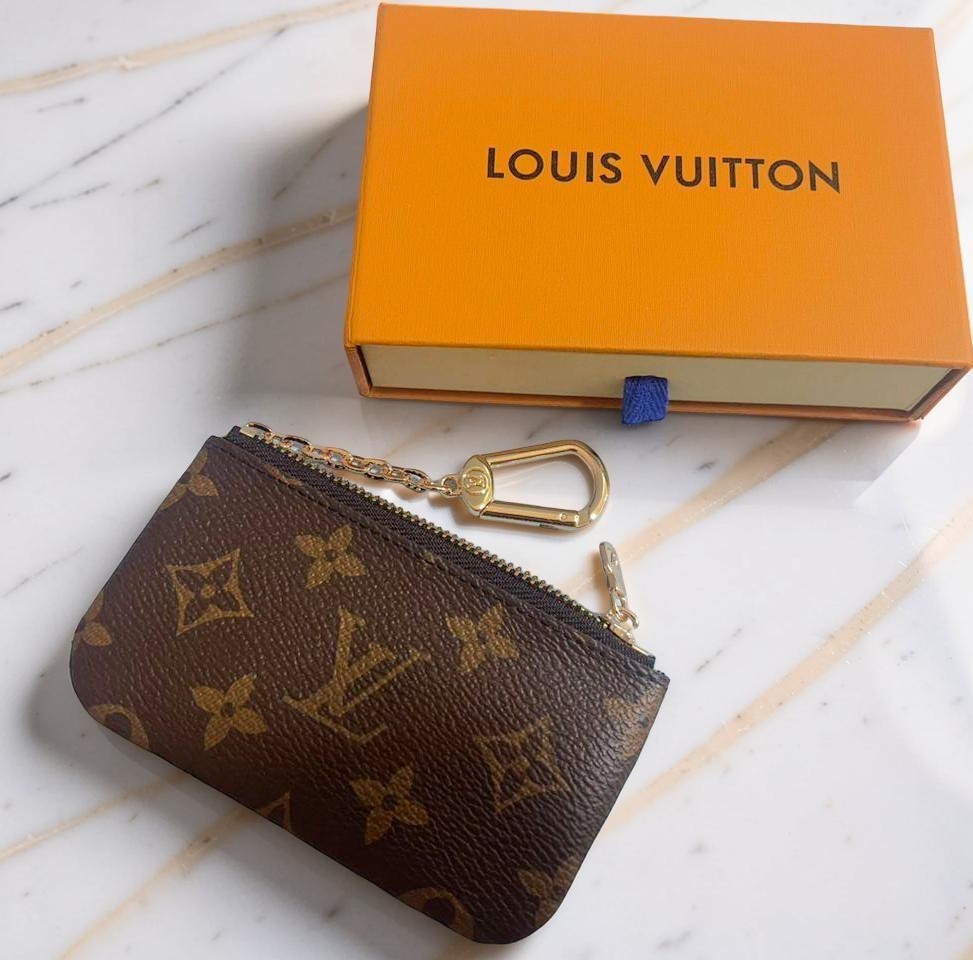 Authentic Louis Vuitton Monogram Key Pouch Pochette Cles Coin Purse W/Box & Bag
