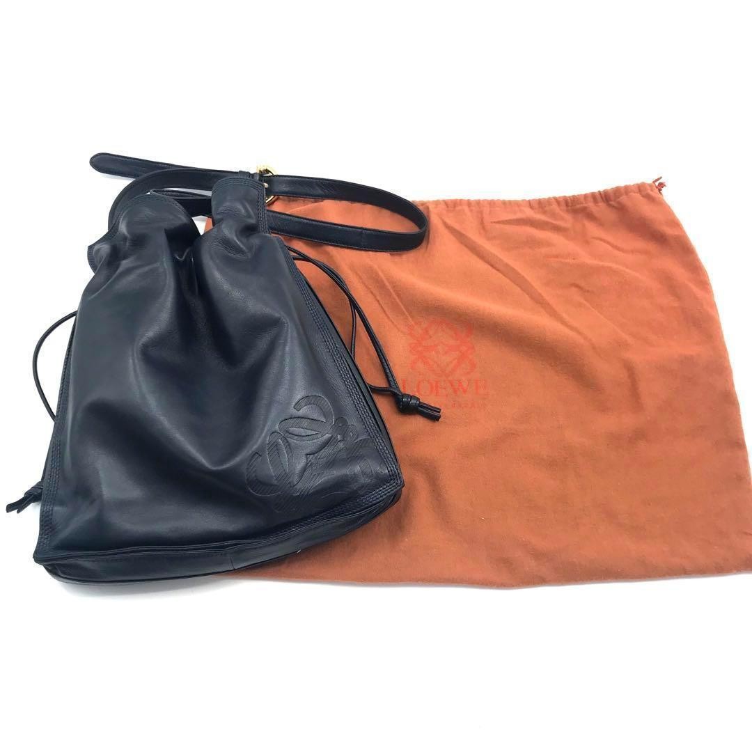 LOEWE Anagram Shoulder Bag Nappa Leather & Metal Hardware Women’s Vintage Navy