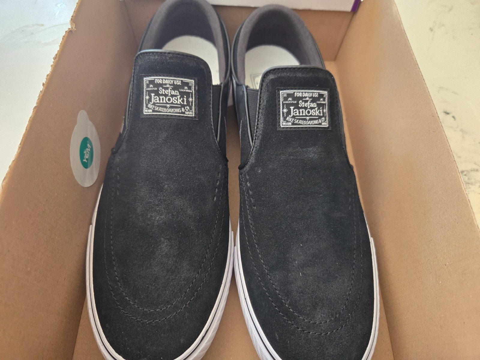 Nike SB Janoski+ Slip Black White Suede Sneaker FN5893-001 Mens Size 12