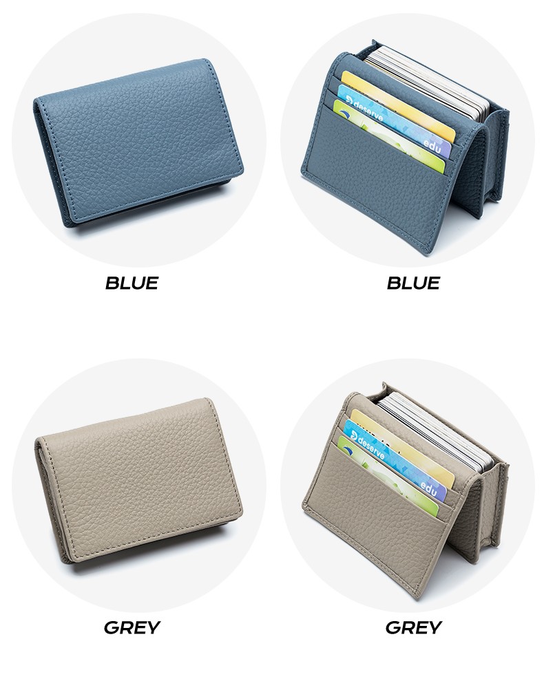 Genuine Leather Business Card Holder for Men Women Card Wallet Coin Pocket Purse