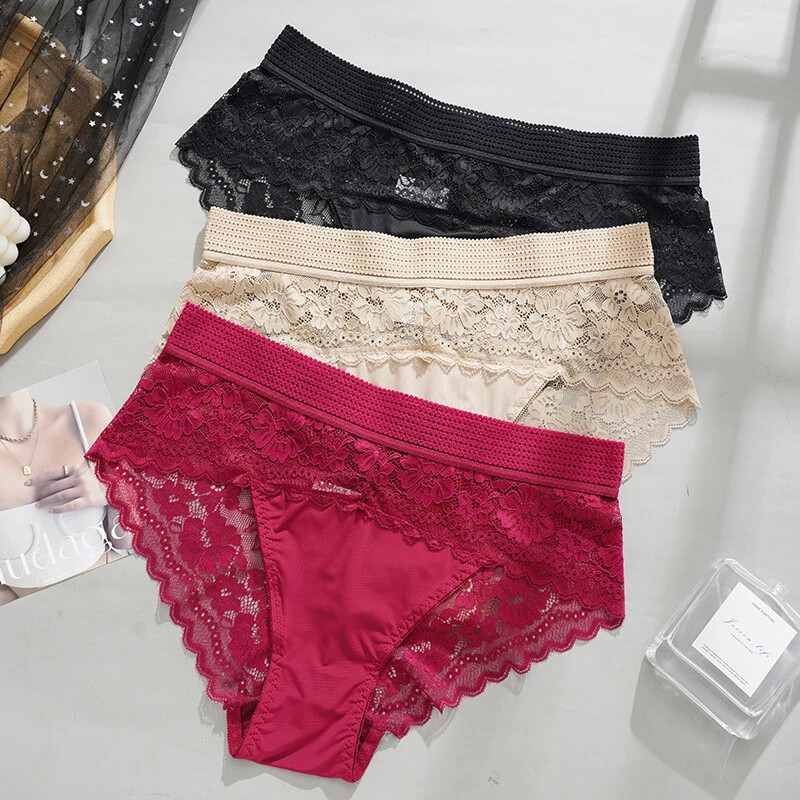5 Pack Lot Womens Sexy Panties Lingeries High Waist Lace Underwear Thongs Brief