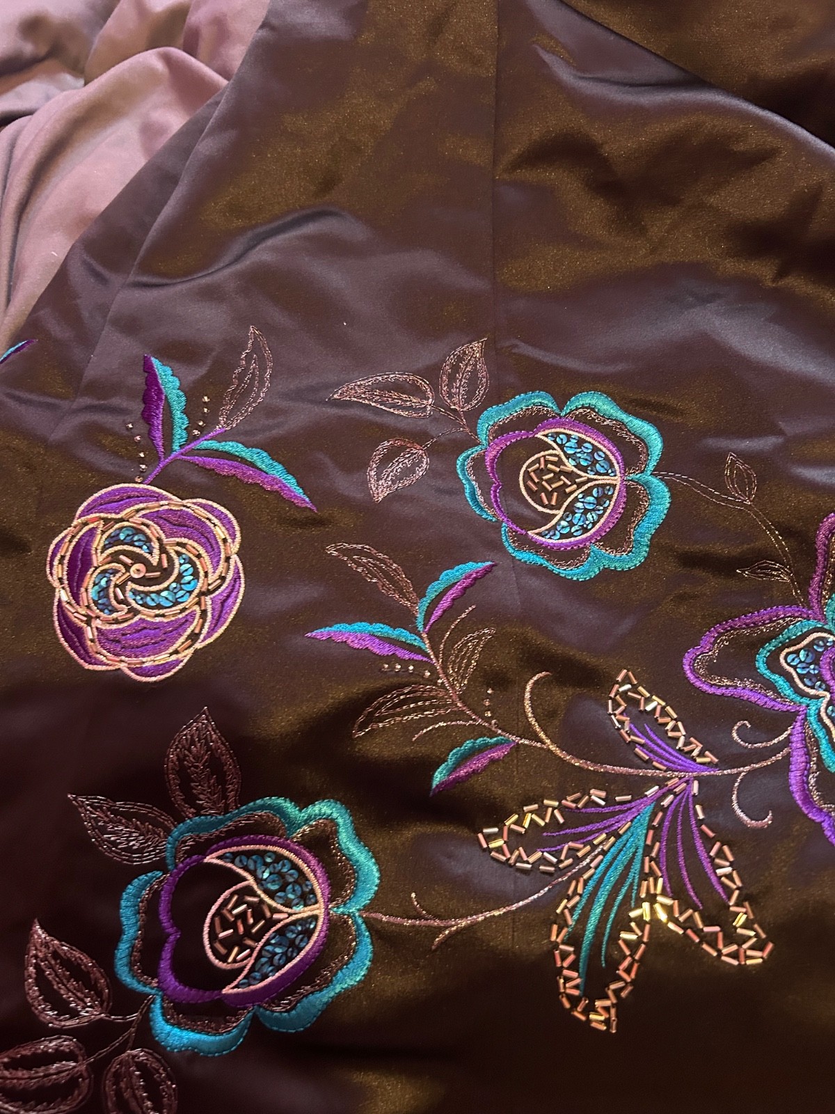Debut Debenhams Women’s 12 Floral Black Satin Dress