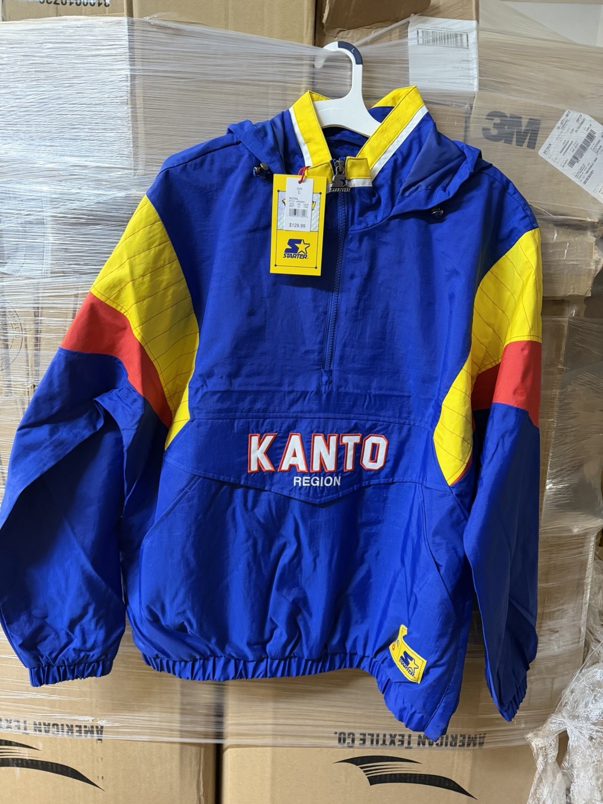 Starter x Pokemon Kanto Men’s Hooded Zip Colorblock Anorak Jacket Blue L