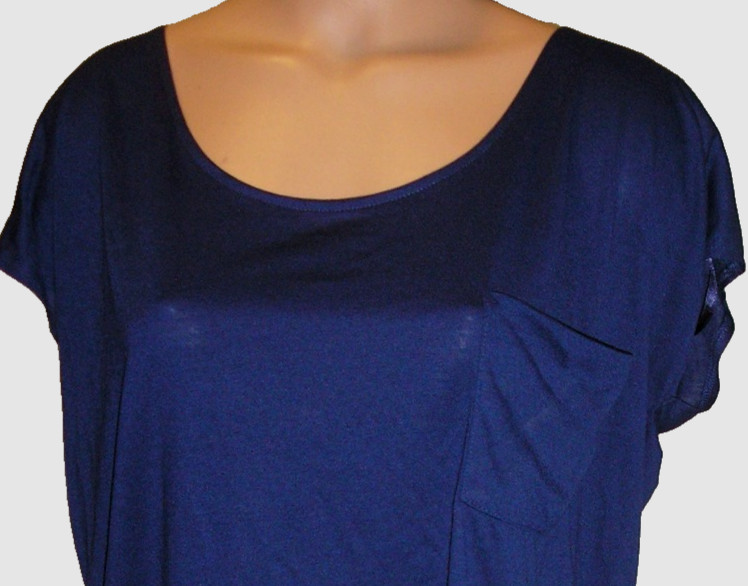Love By Design Dark Blue Pocket Front Crochet Back Top, Large NEW NWT
